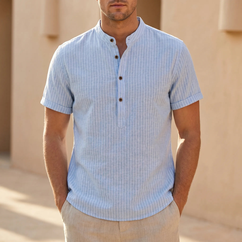 Vertis™ -  Short Sleeve Henley Shirt -  Holiday Sightseeing
