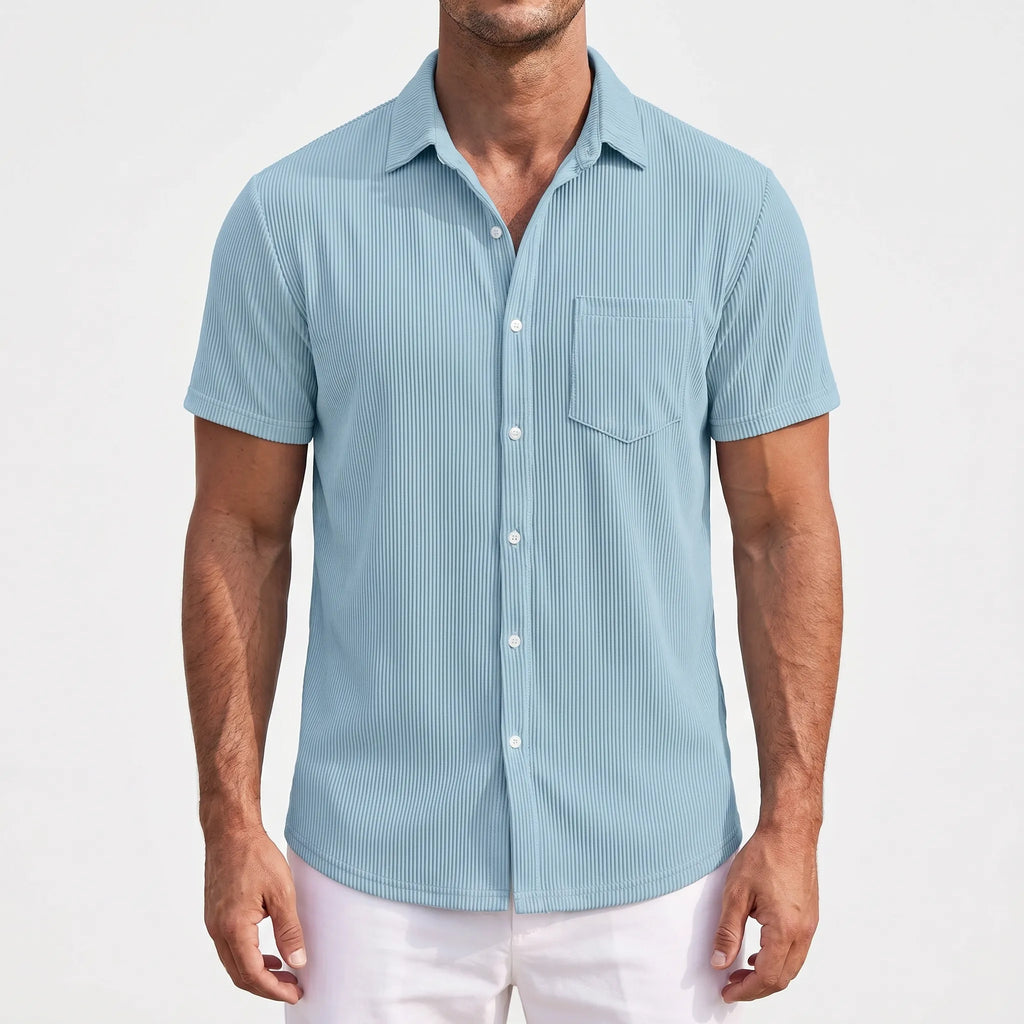 Veshar™ -  Ribbed Short Sleeve Shirt -  Weekend Outings