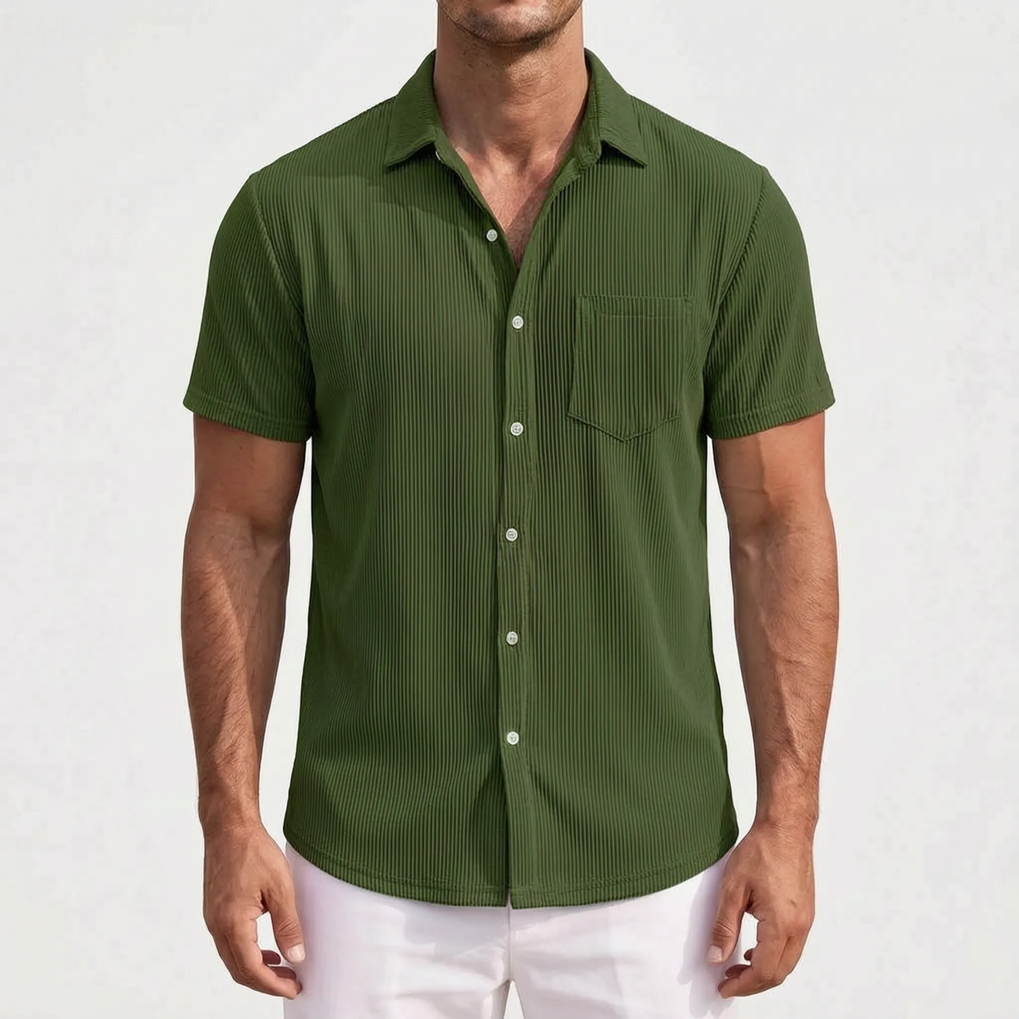 Veshar™ -  Ribbed Short Sleeve Shirt -  Weekend Outings