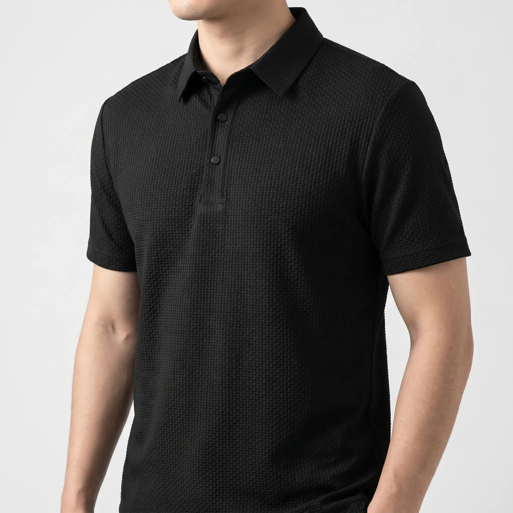 Vexton™ -  Textured Knit Men's Polo Shirt -  Relaxed Office Wear