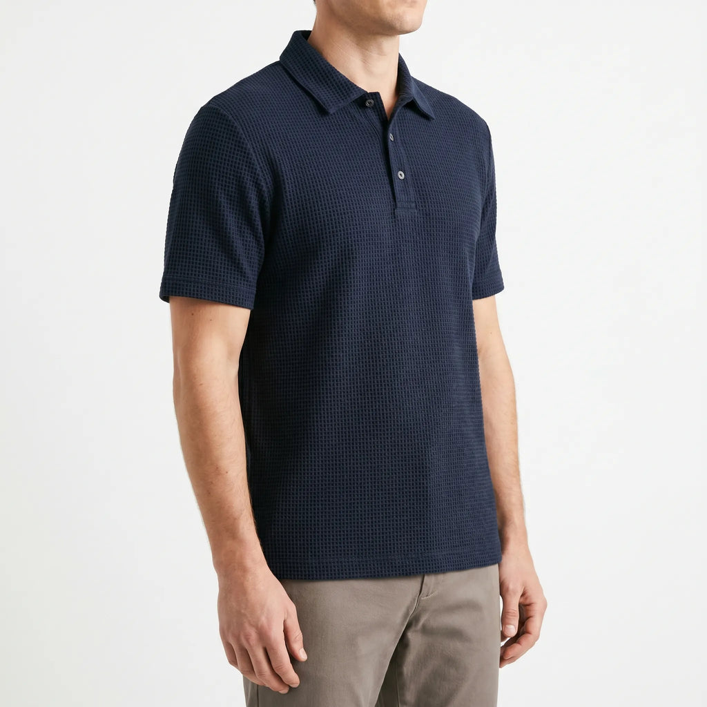 Vexton™ -  Textured Knit Men's Polo Shirt -  Relaxed Office Wear
