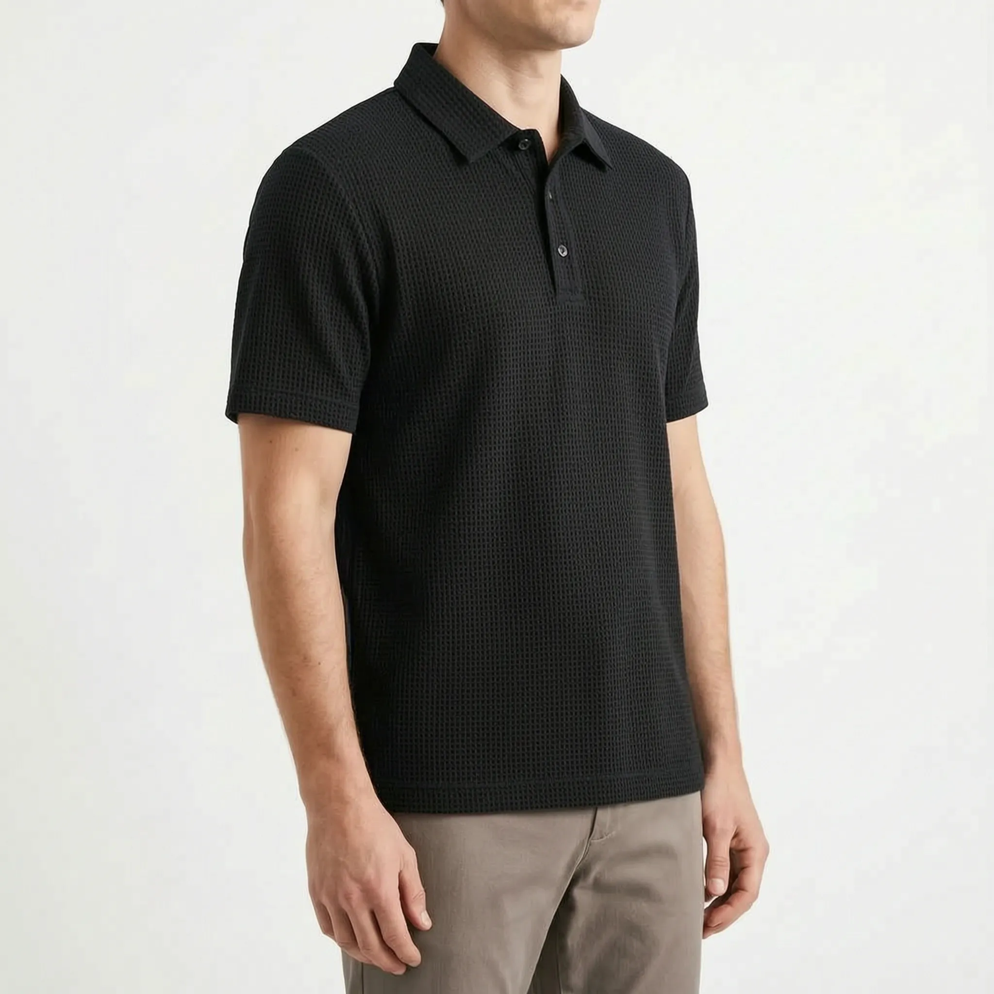 Vexton™ -  Textured Knit Men's Polo Shirt -  Relaxed Office Wear