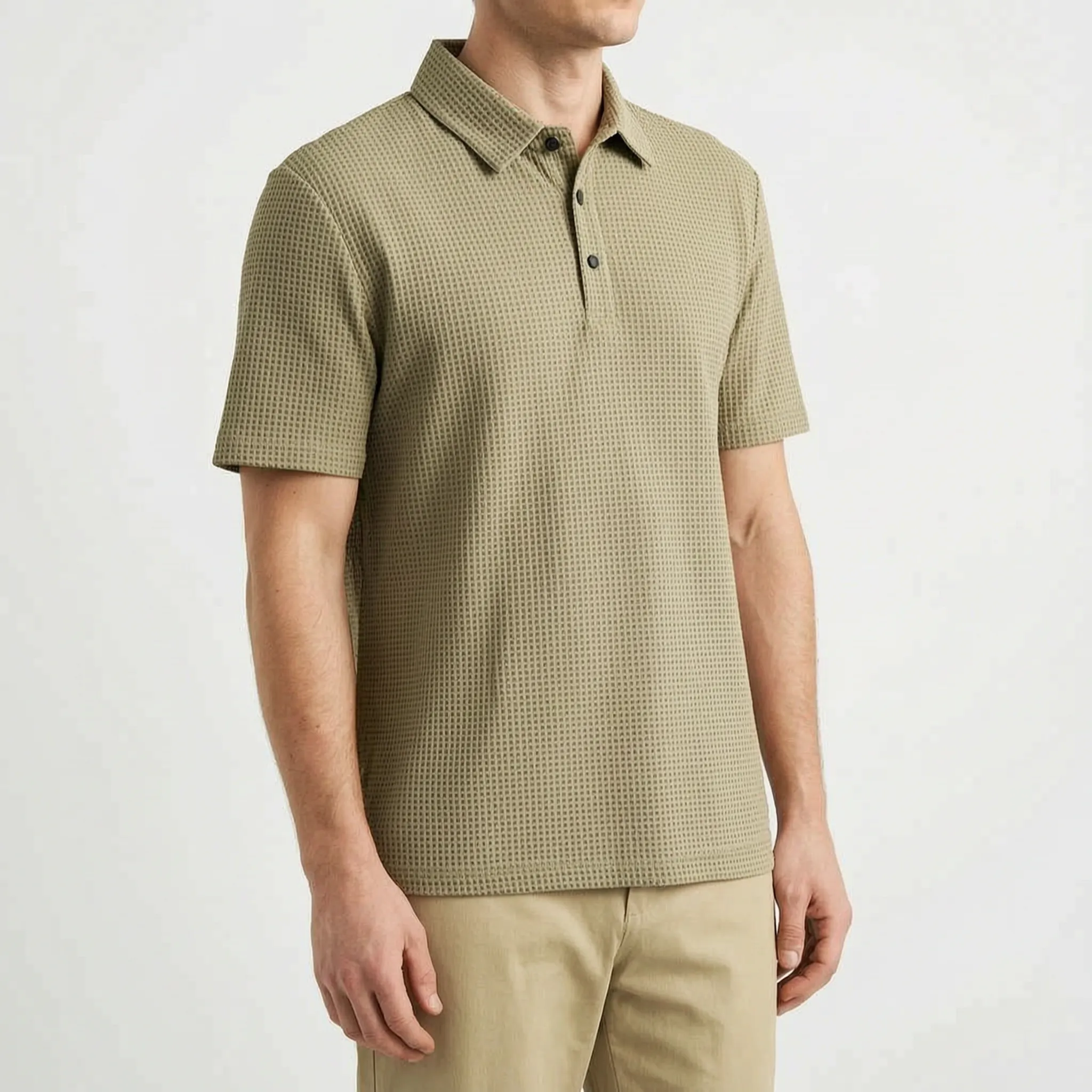 Vexton™ -  Textured Knit Men's Polo Shirt -  Relaxed Office Wear