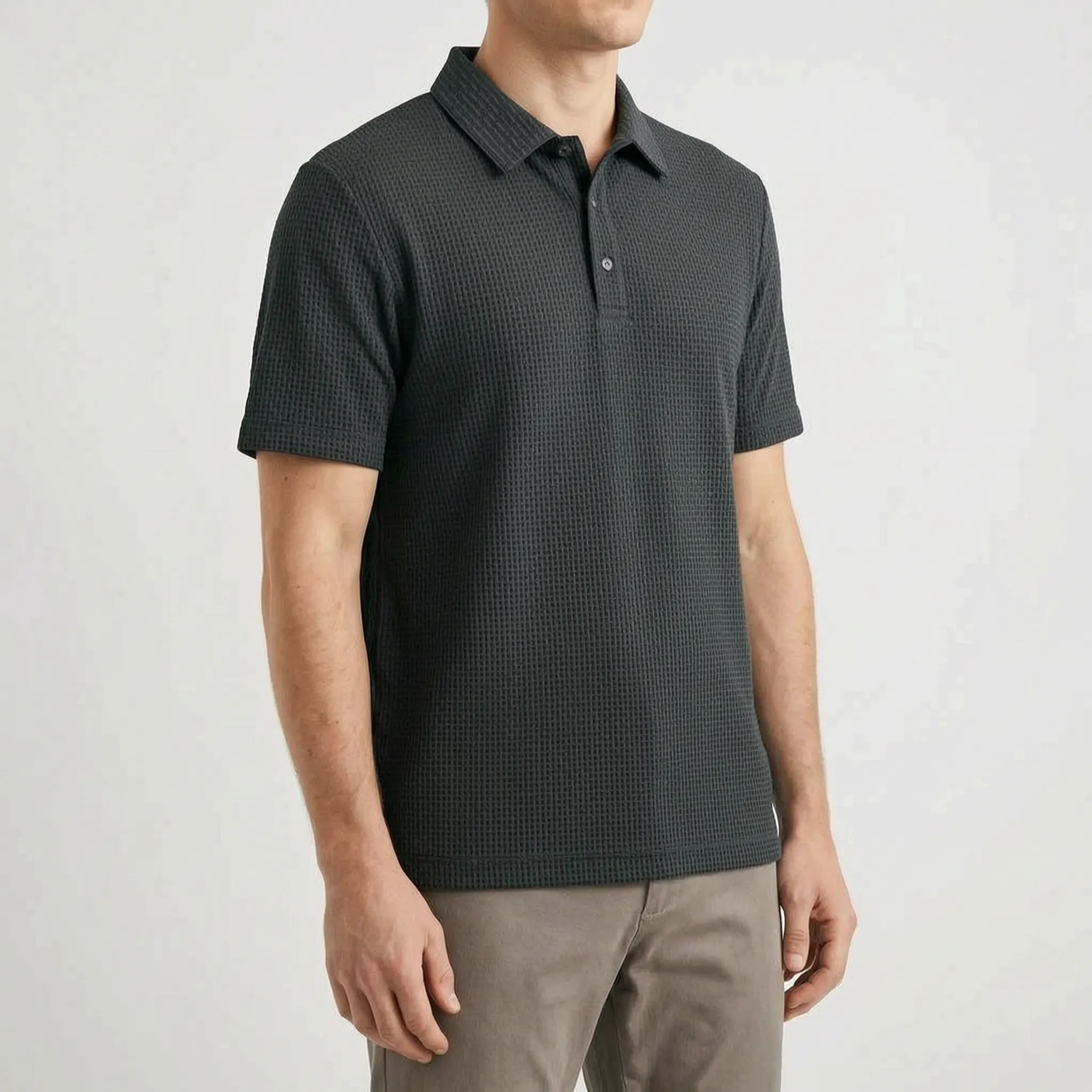 Vexton™ -  Textured Knit Men's Polo Shirt -  Relaxed Office Wear