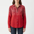 Vintesa™ -  Vintage Print Button-Up Blouse -  Smart-Casual Dressing