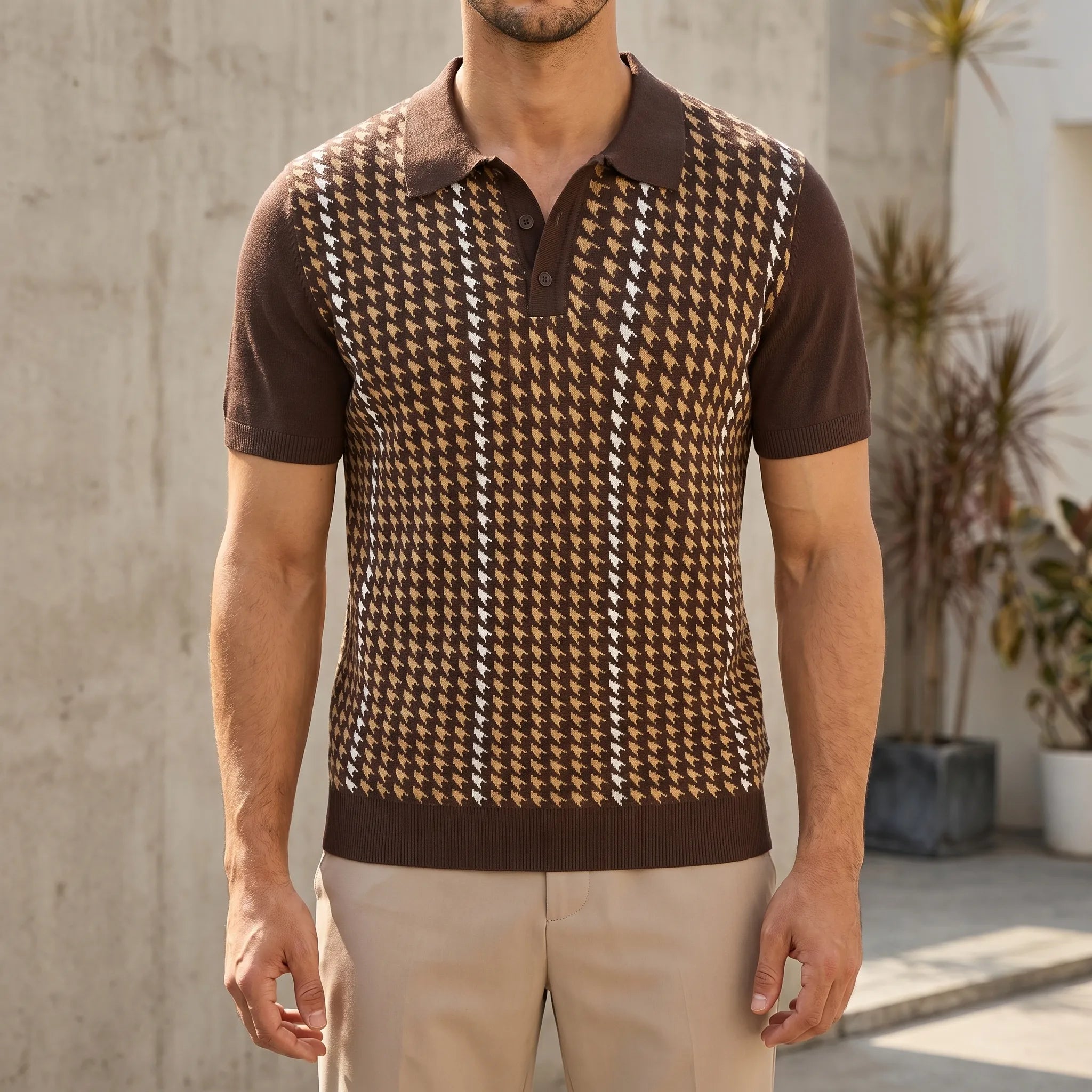 Vistelo™ -  Short Sleeve Knit Polo Shirt -  Smart Casual Dressing