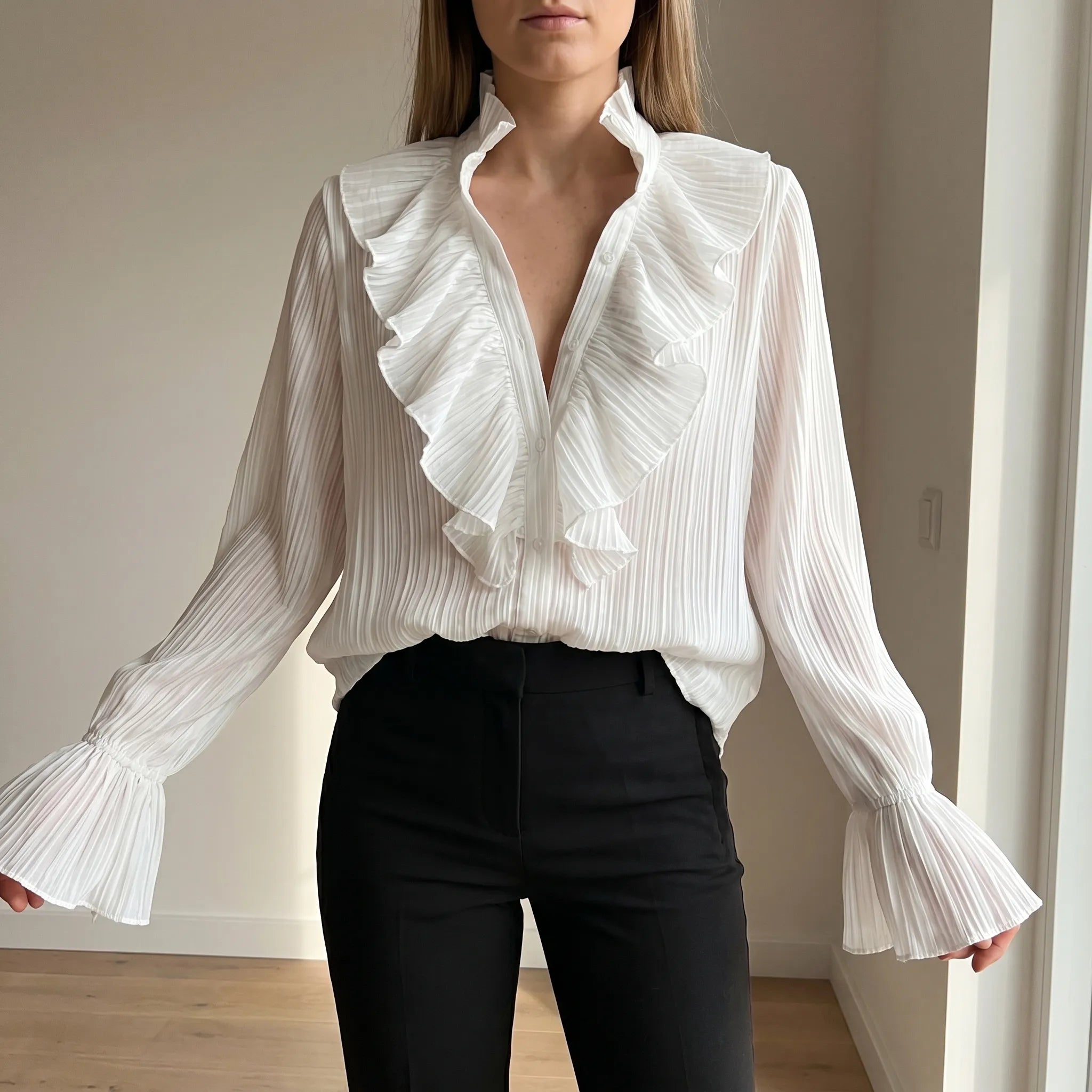 Volanta™ -  Ruffled Long-Sleeve Blouse -  Dressing Up For Evenings