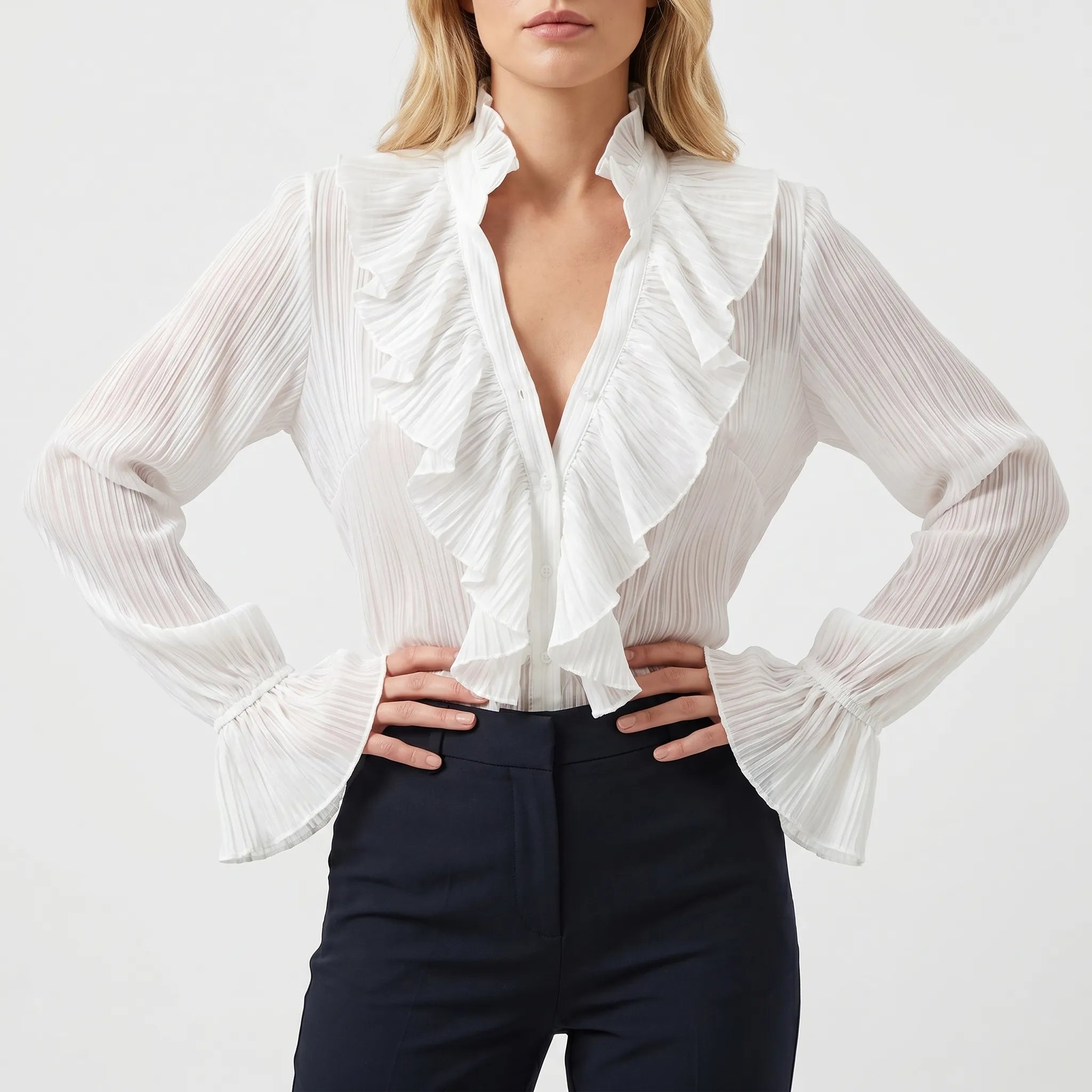 Volanta™ -  Ruffled Long-Sleeve Blouse -  Dressing Up For Evenings