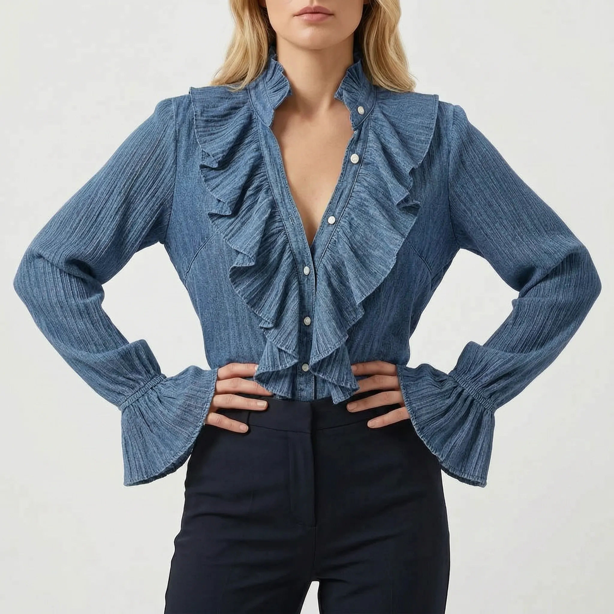 Volanta™ -  Ruffled Long-Sleeve Blouse -  Dressing Up For Evenings