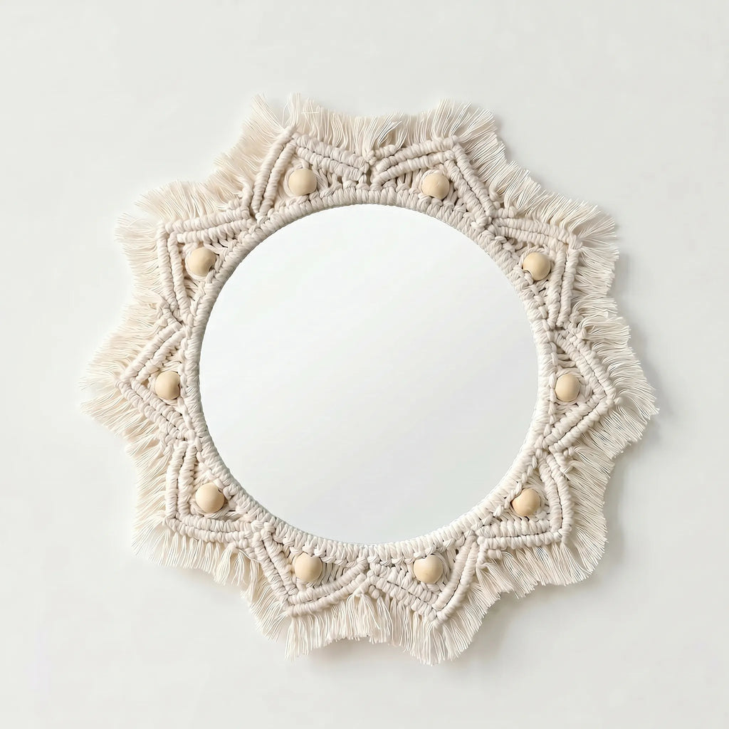 Weavira™ -  Round Woven Wall Mirror -  Reflecting Ambient Light