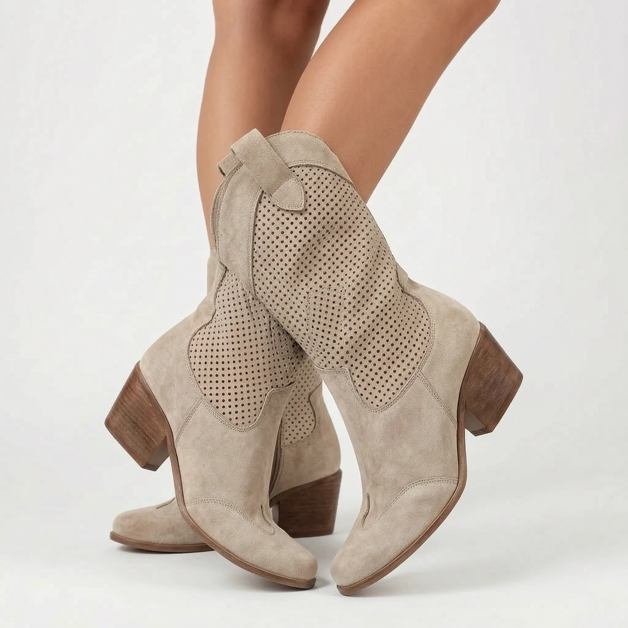 Westara™ -  Perforated Western Boots -  Casual Outings