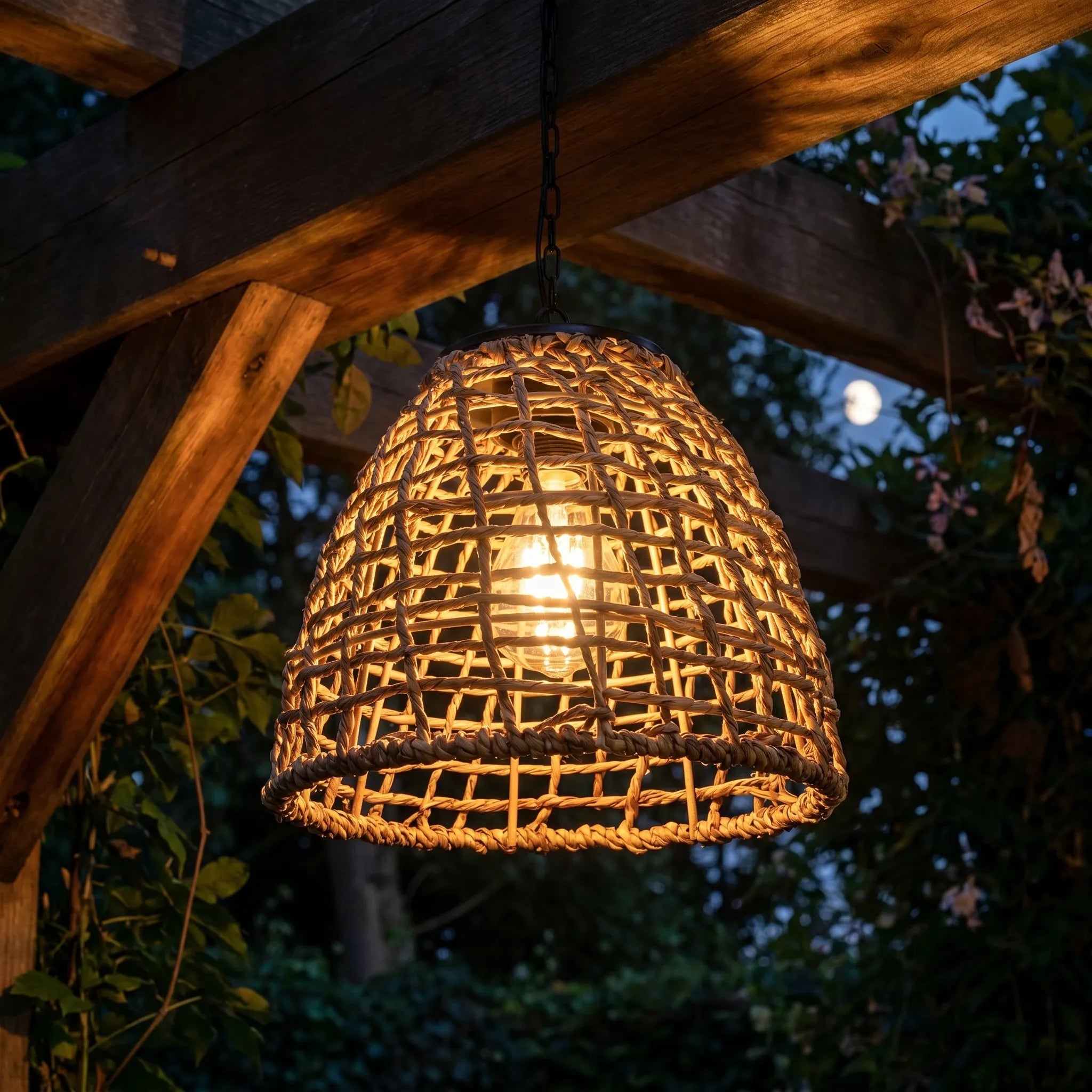 Wovara™ -  Woven Solar Pendant Lantern -  Illuminating Outdoor Seating
