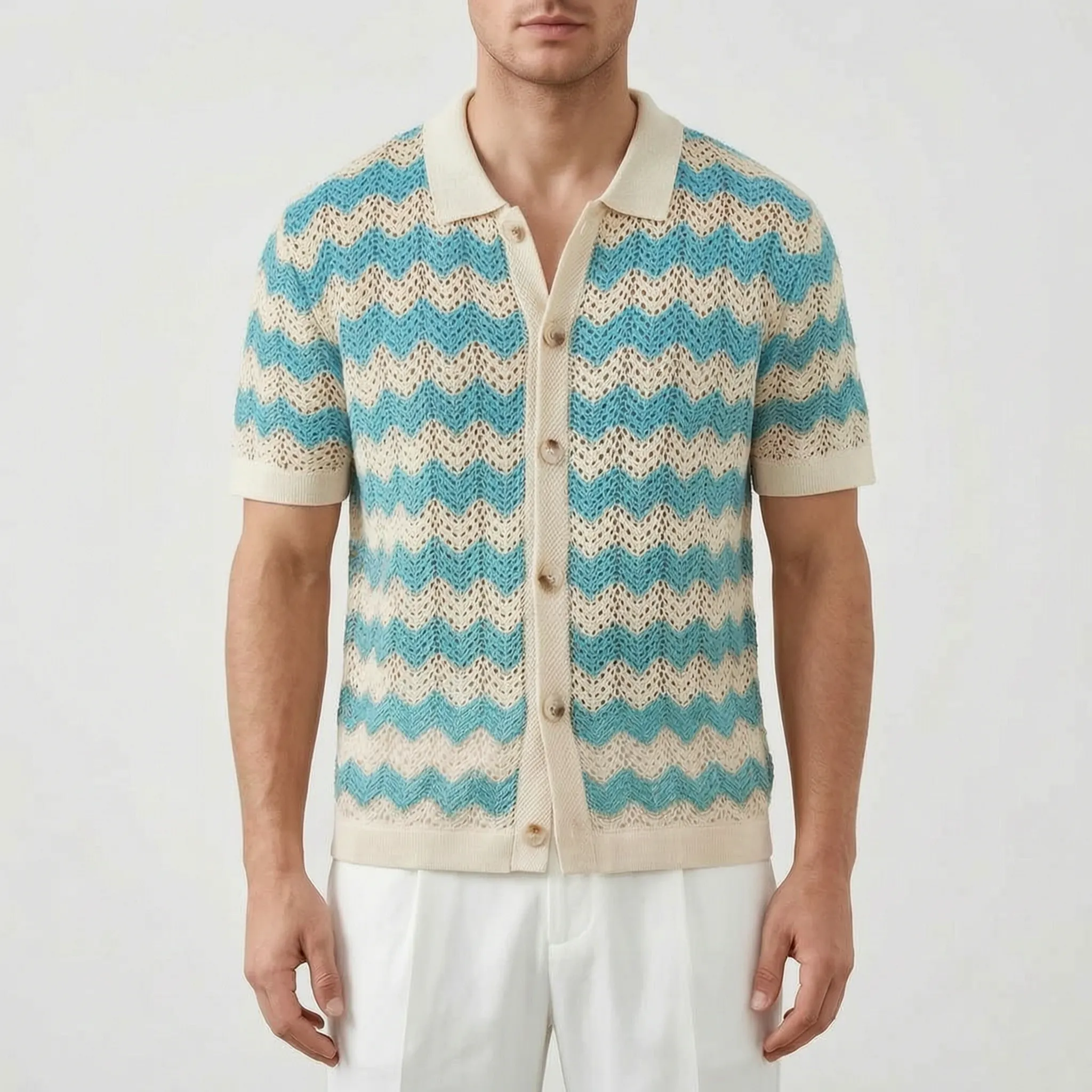 Zagwen™ -  Short Sleeve Knit Shirt -  Summer Holiday Wear