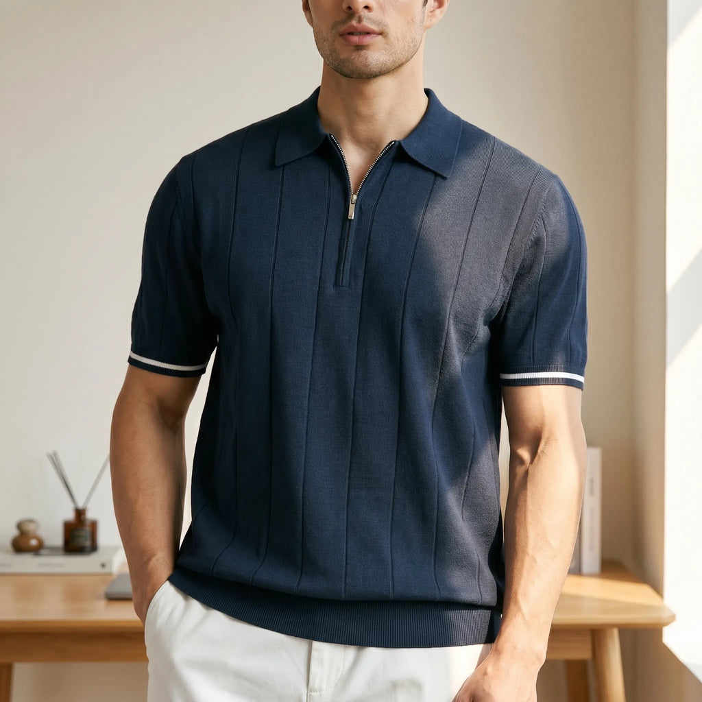 Zipford™ -  Men's Quarter Zip Polo Shirt -  Smart Casual Dressing