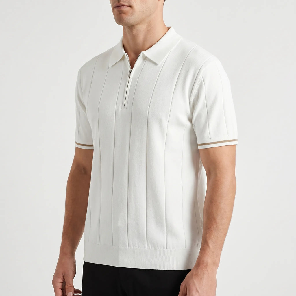 Zipford™ -  Men's Quarter Zip Polo Shirt -  Smart Casual Dressing