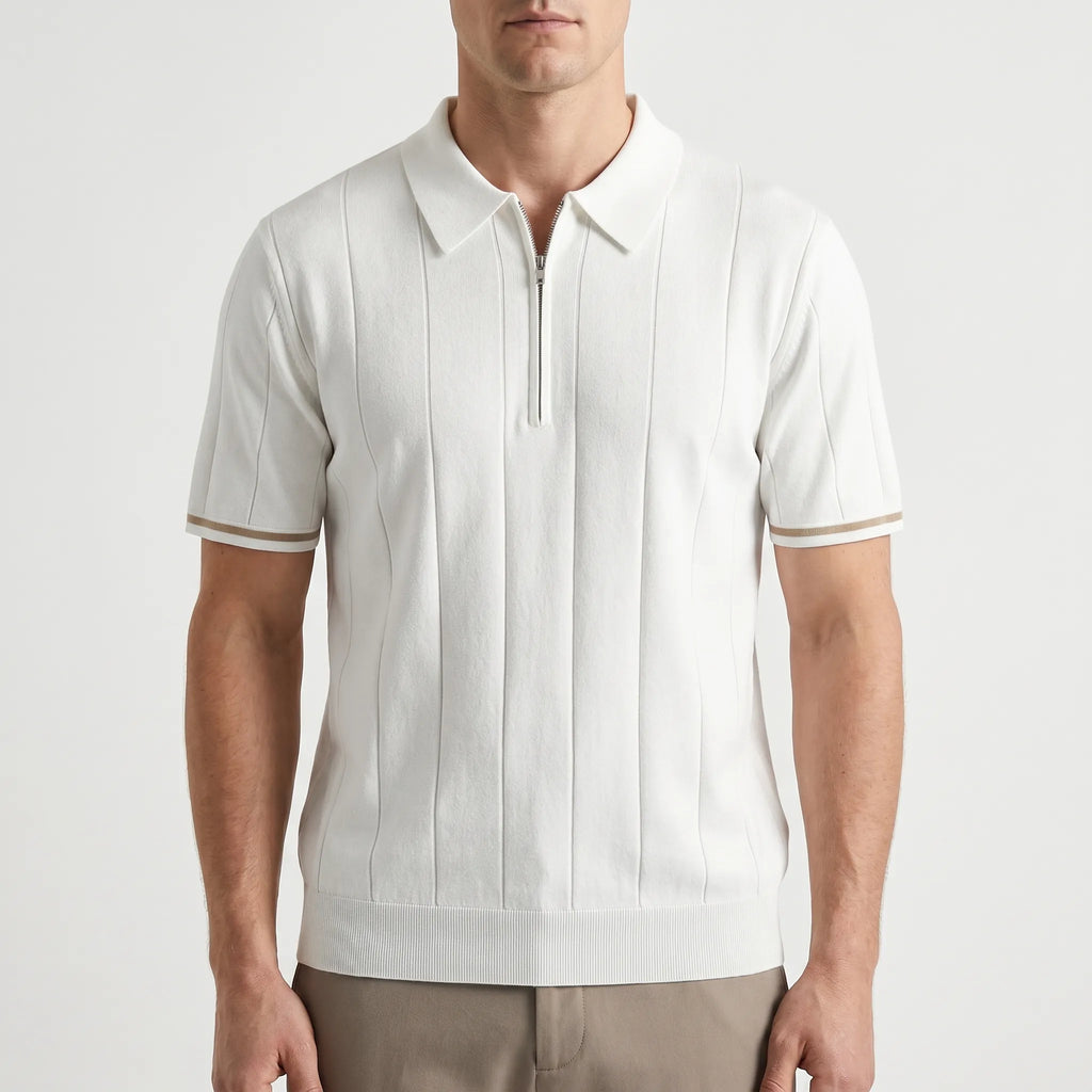 Zipford™ -  Men's Quarter Zip Polo Shirt -  Smart Casual Dressing