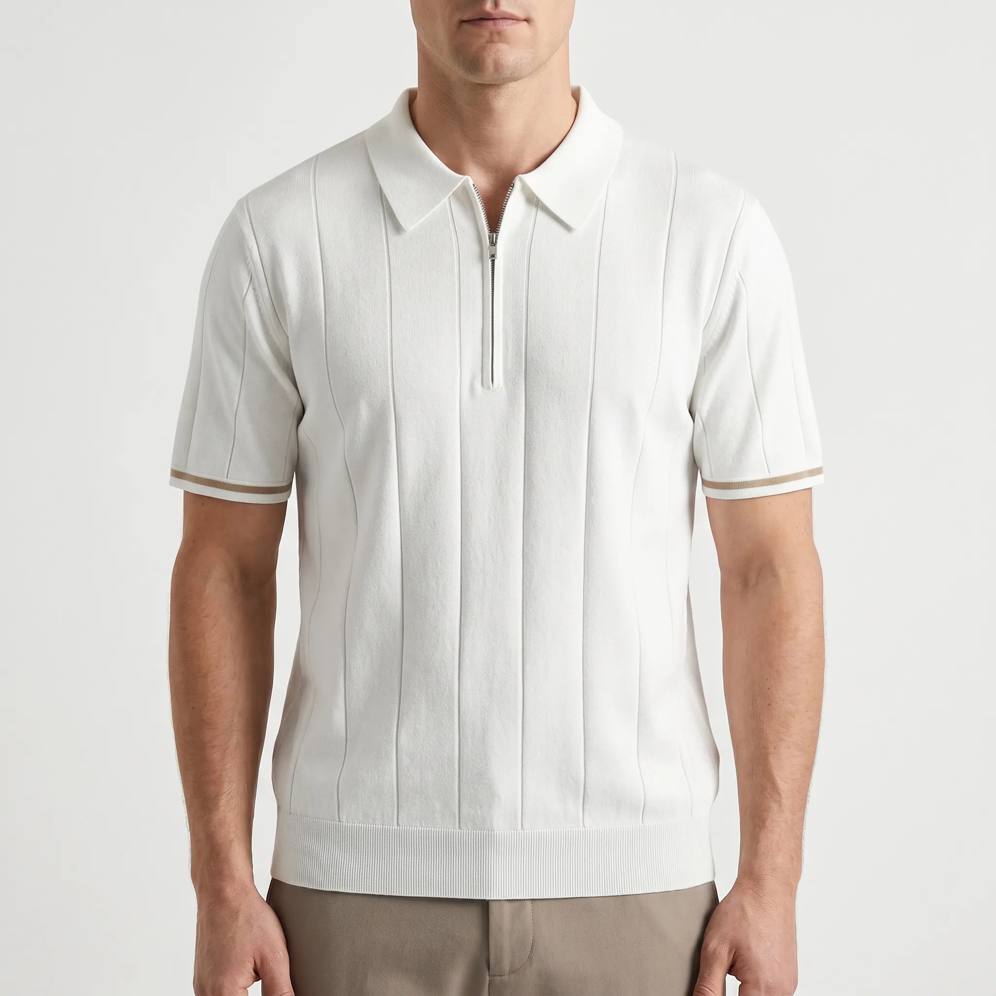 Zipford™ -  Men's Quarter Zip Polo Shirt -  Smart Casual Dressing