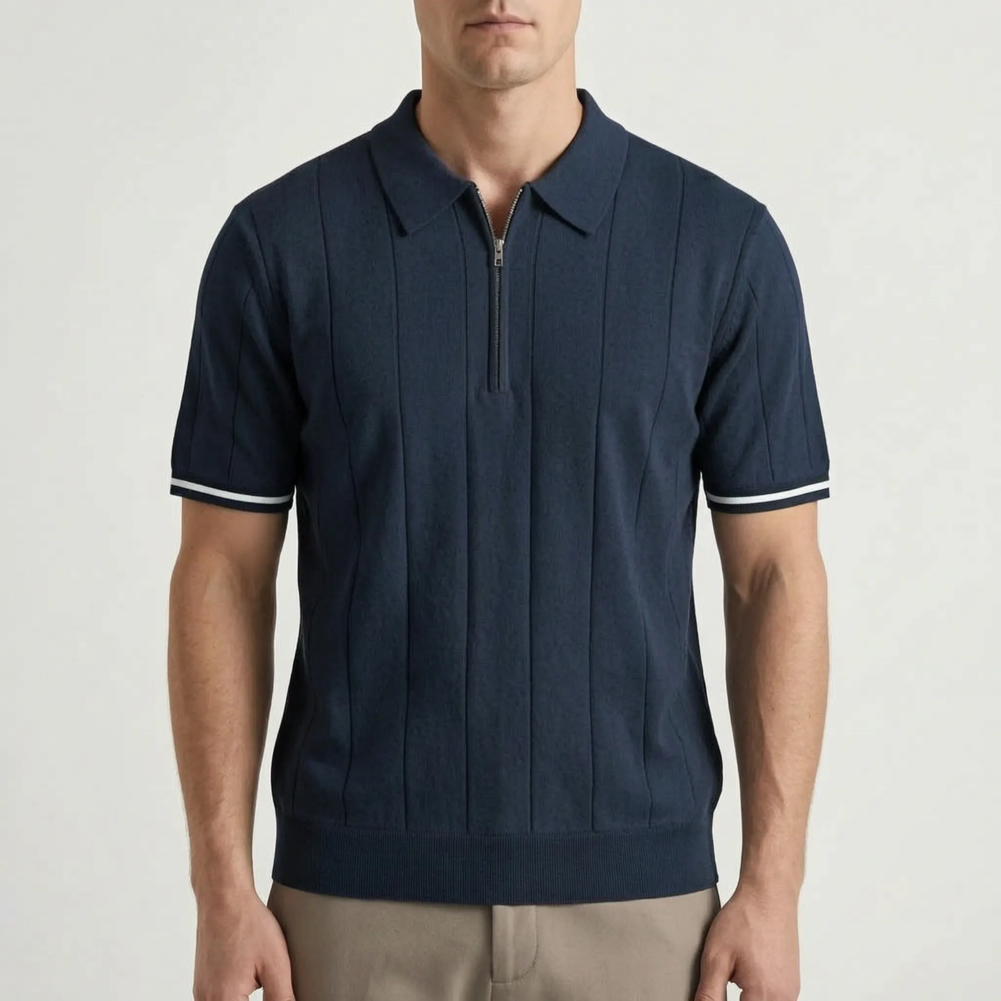 Zipford™ -  Men's Quarter Zip Polo Shirt -  Smart Casual Dressing