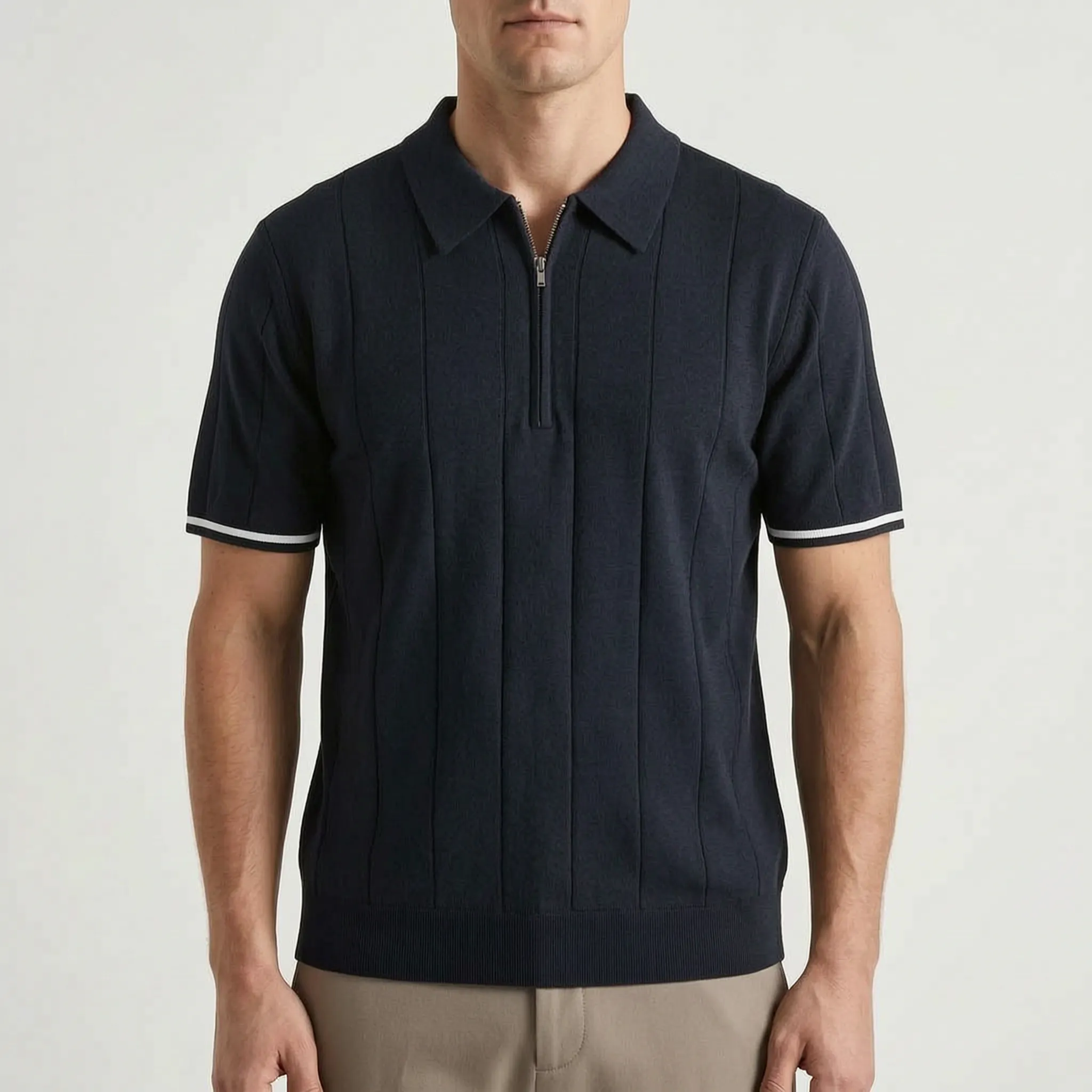 Zipford™ -  Men's Quarter Zip Polo Shirt -  Smart Casual Dressing
