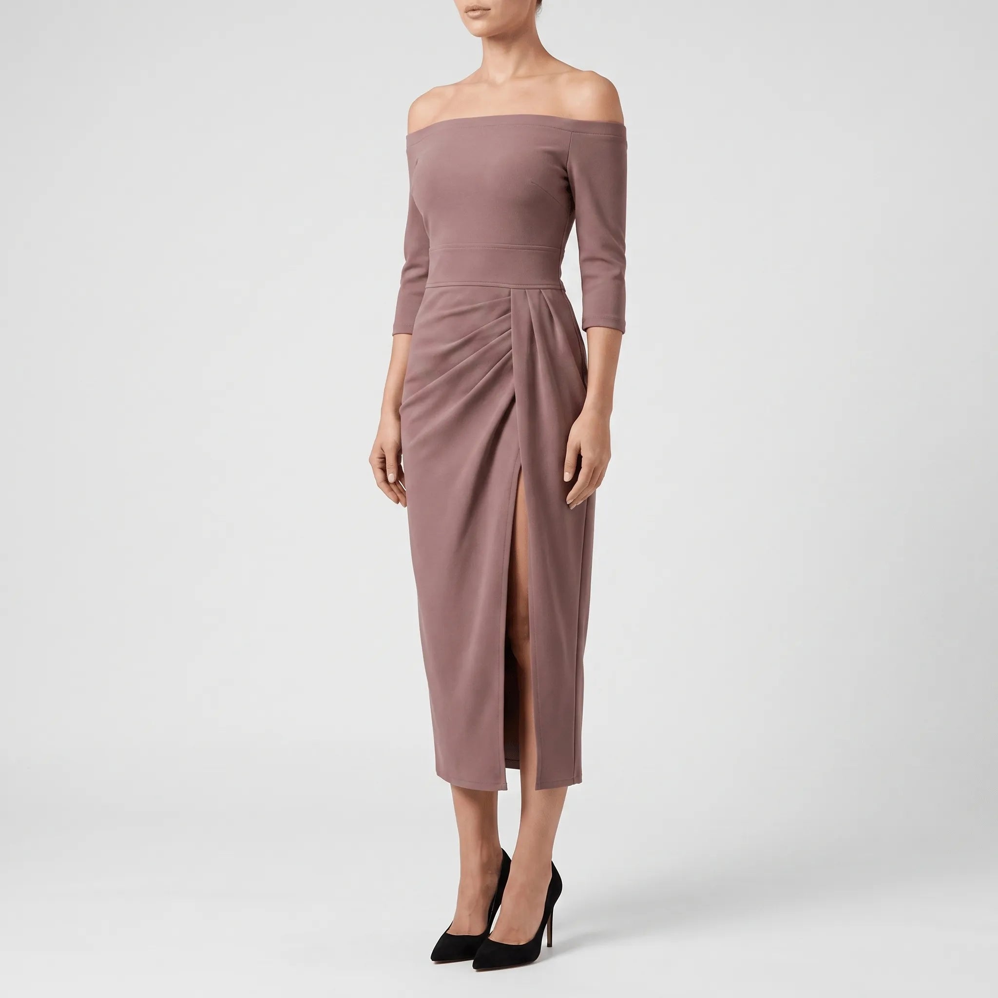 Zovanna™ -  Off-Shoulder Midi Dress -  Evening Receptions