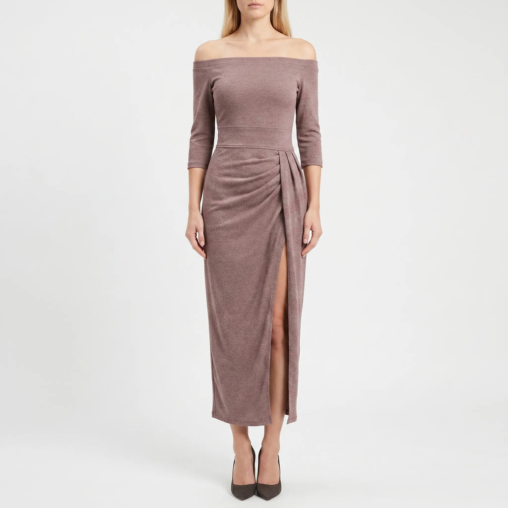 Zovanna™ -  Off-Shoulder Midi Dress -  Evening Receptions