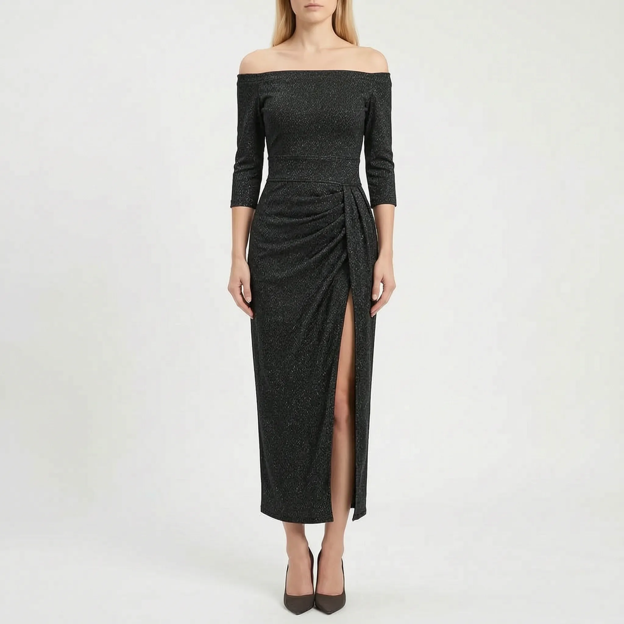Zovanna™ -  Off-Shoulder Midi Dress -  Evening Receptions