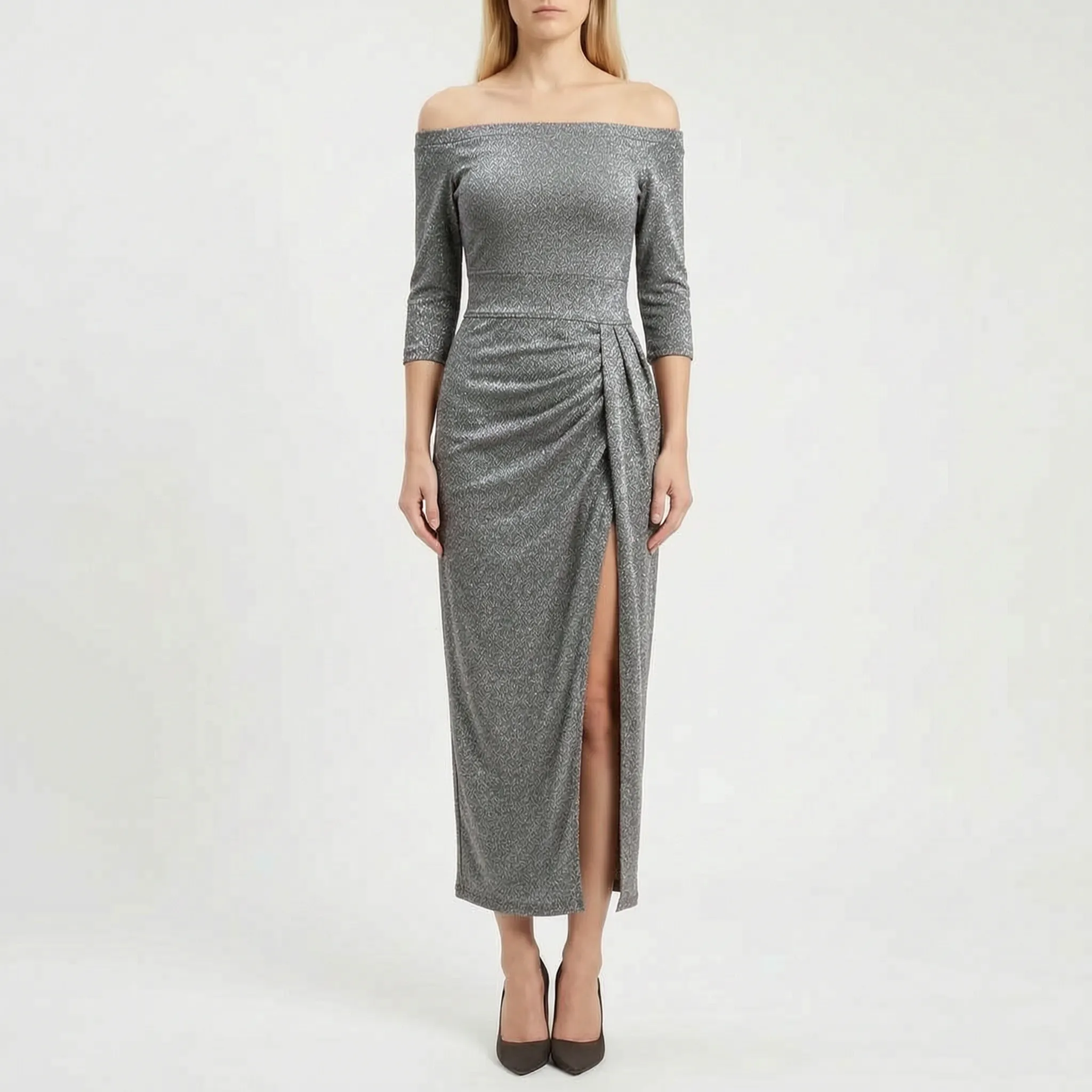 Zovanna™ -  Off-Shoulder Midi Dress -  Evening Receptions