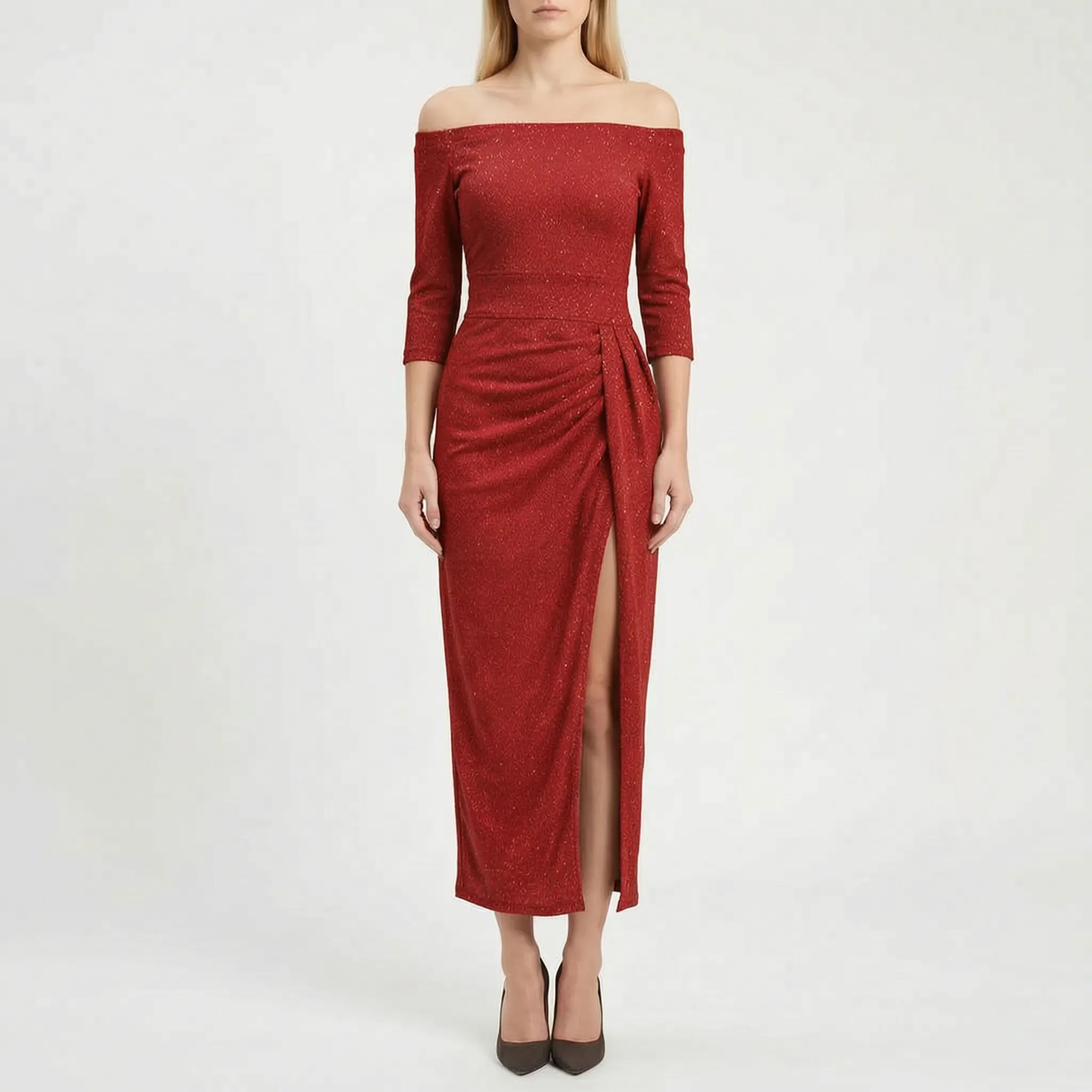 Zovanna™ -  Off-Shoulder Midi Dress -  Evening Receptions