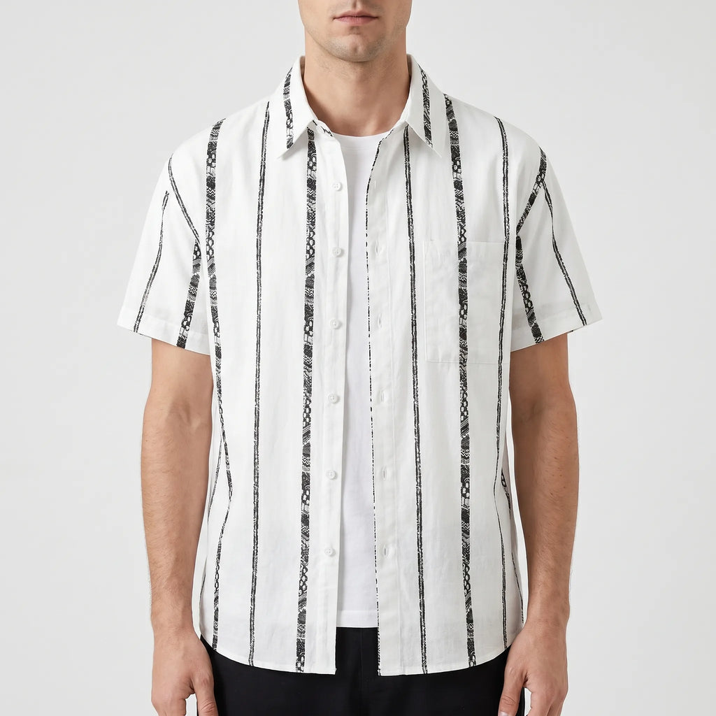 Zyphus™ -  Men's Striped Short-Sleeved Shirt -  Smart Casual Dressing
