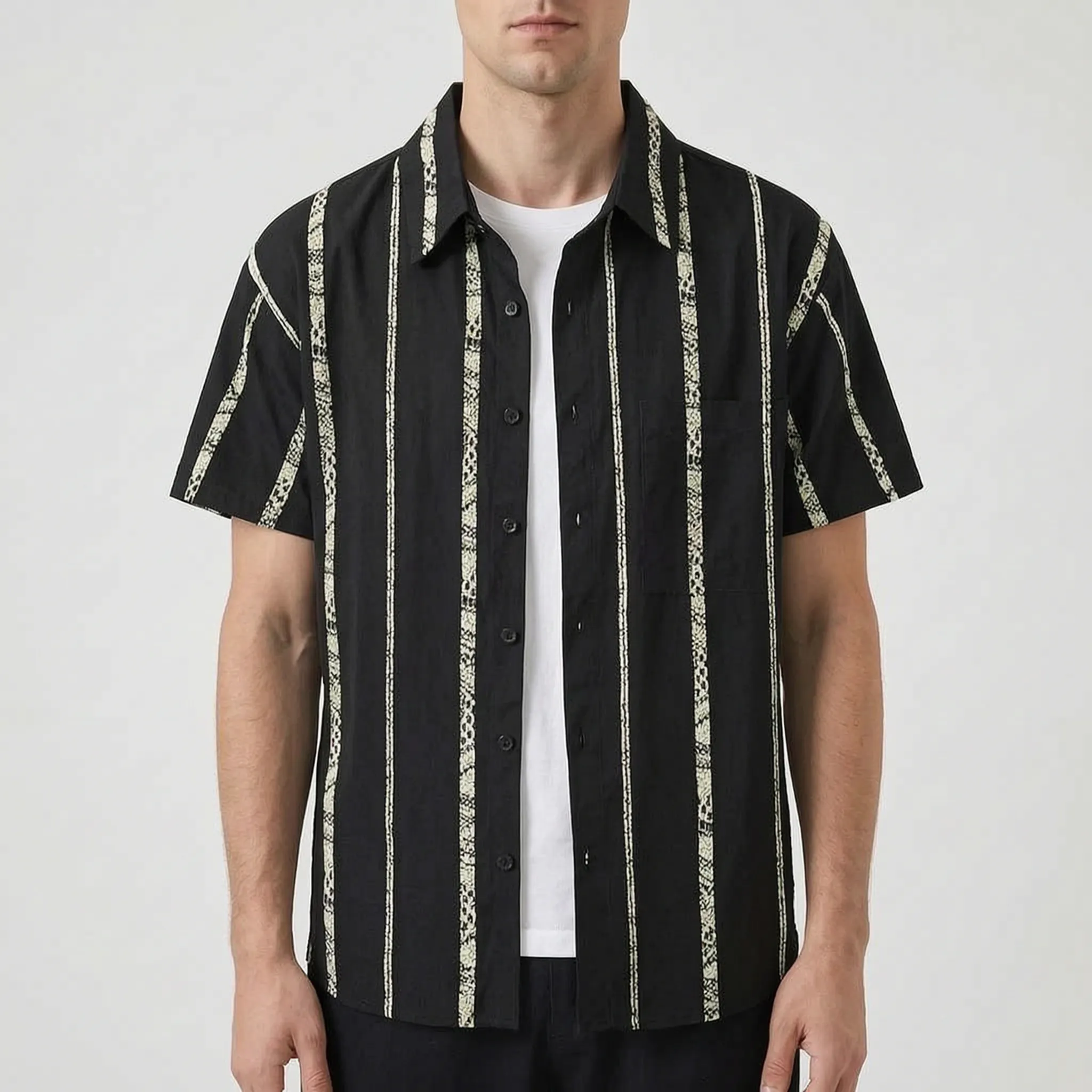 Zyphus™ -  Men's Striped Short-Sleeved Shirt -  Smart Casual Dressing