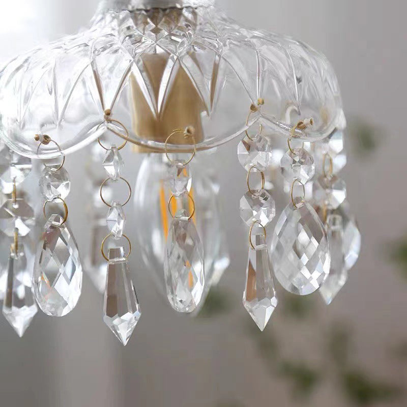 Vintage Copper Crystal Pendant Light E14 LED