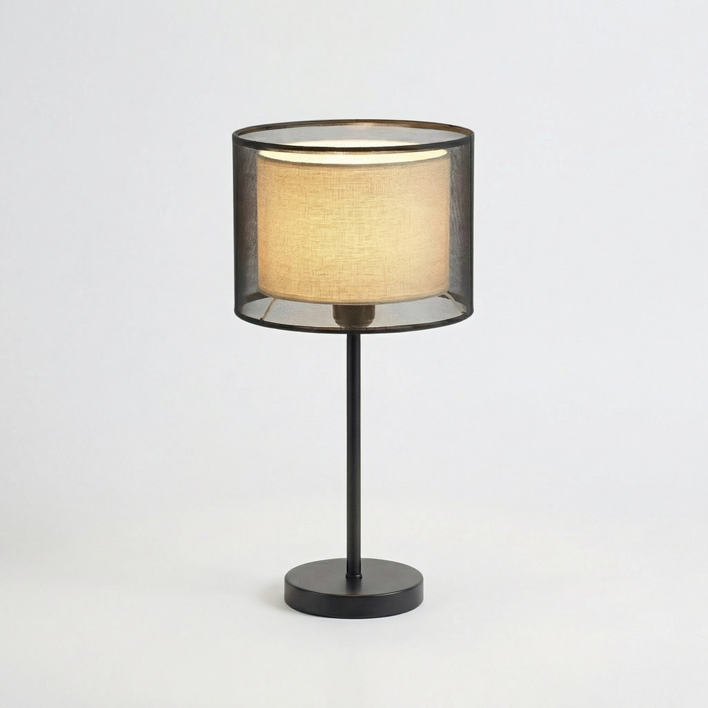 LumaGlow Mesh Table Light with Fabric Inner Shade