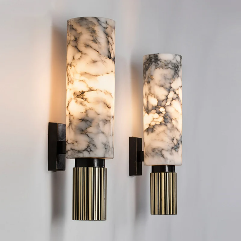 Marble Copper Wall Light LED E27 Natural Stone