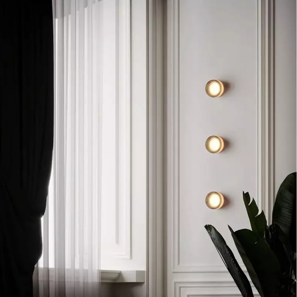 Round Glass Wall Sconce LED Amber Warm Light 5W