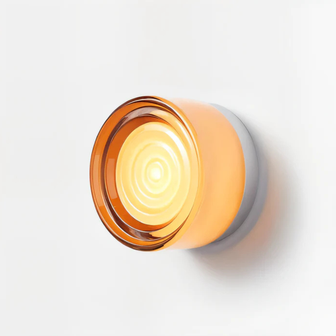 Round Glass Wall Sconce LED Amber Warm Light 5W