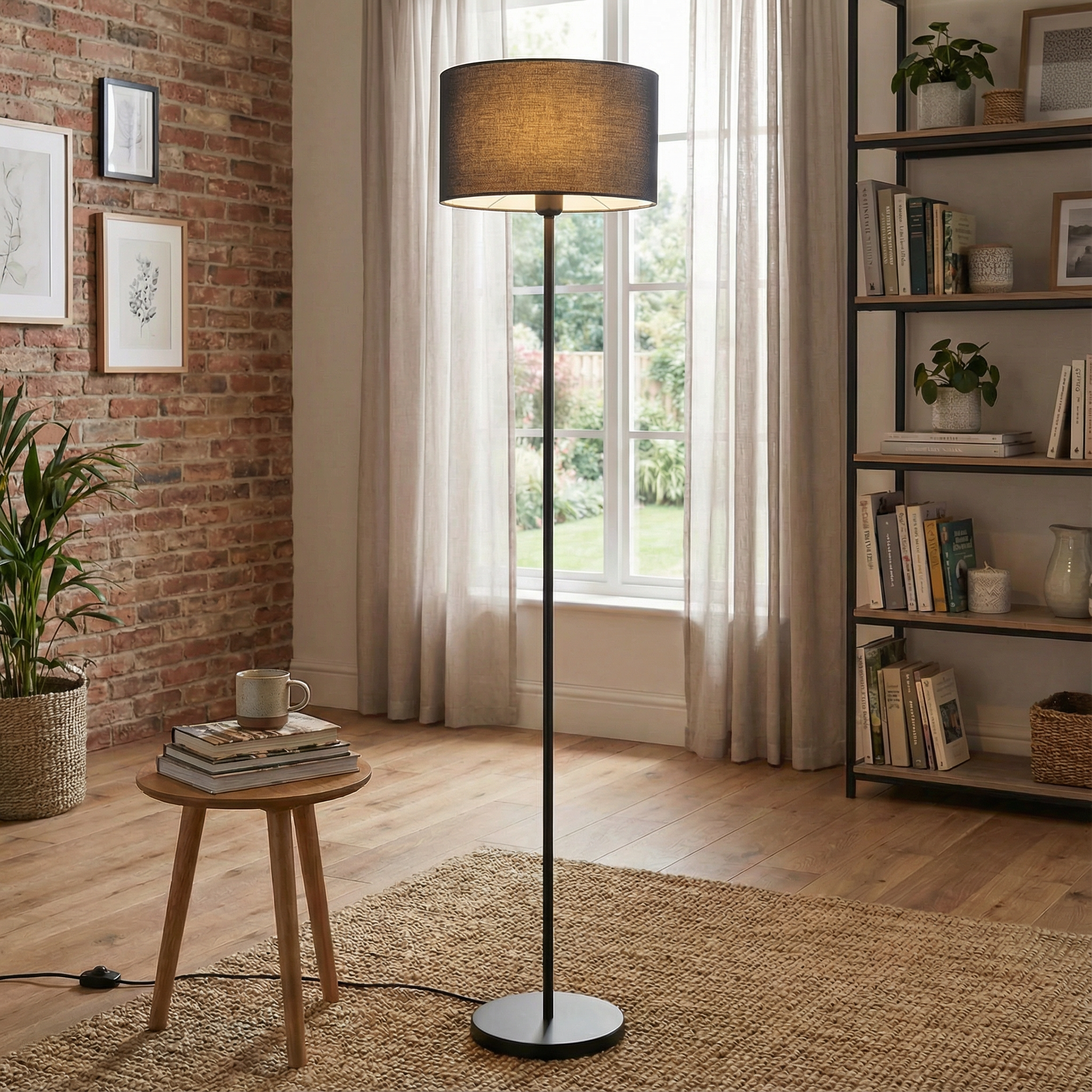 Mesh Floor Lamp with Fabric Diffuser