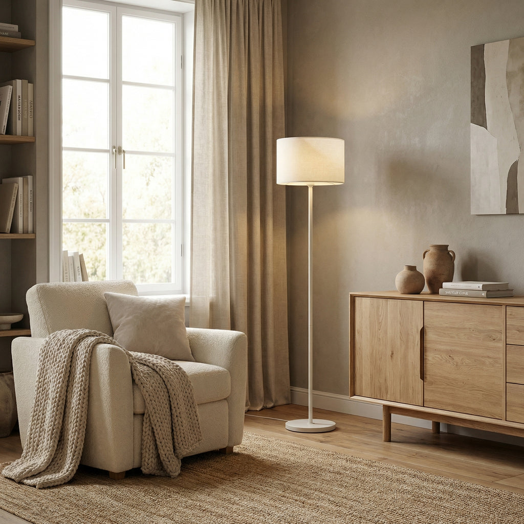 Mesh Floor Lamp with Fabric Inner Diffuser