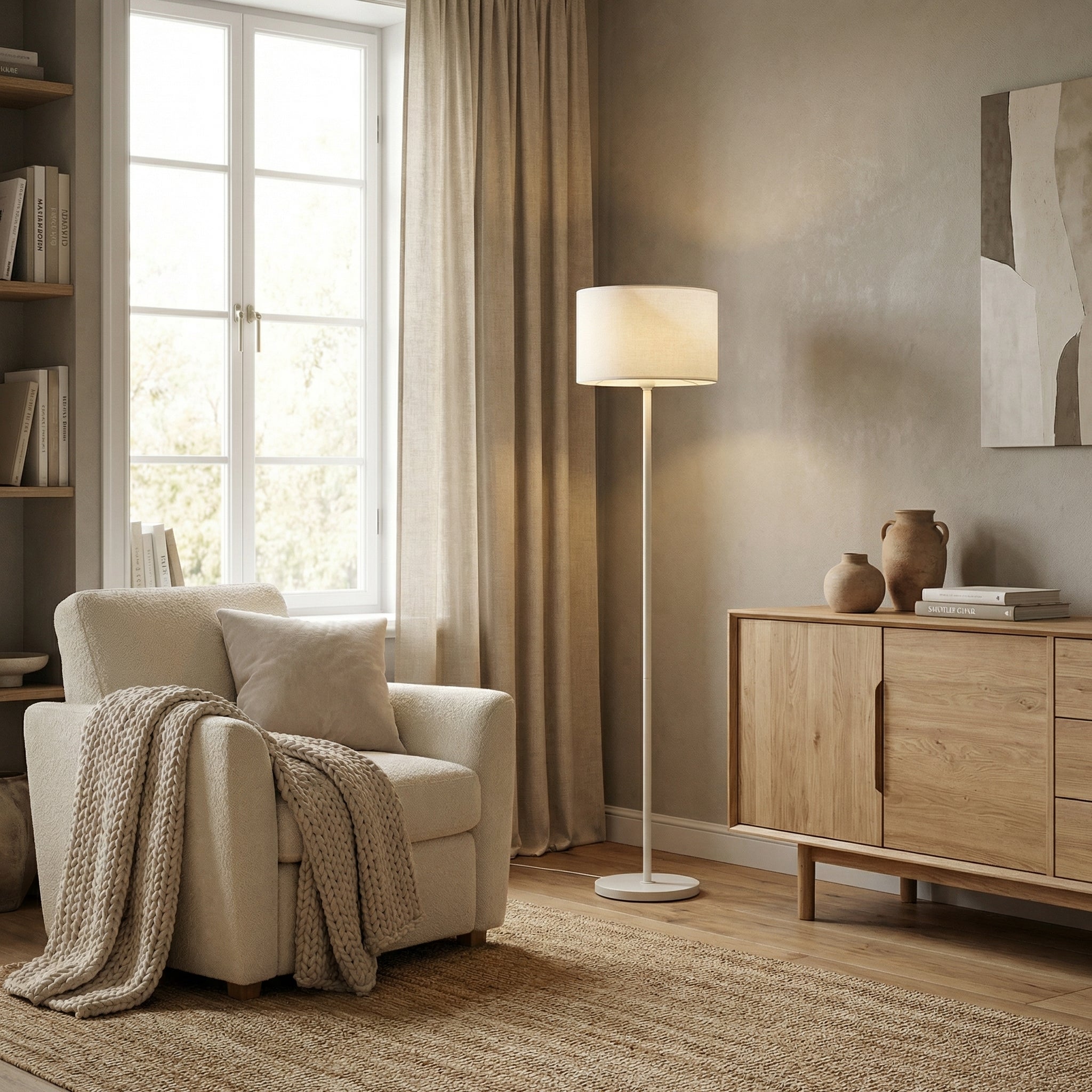 Mesh Floor Lamp with Fabric Inner Diffuser