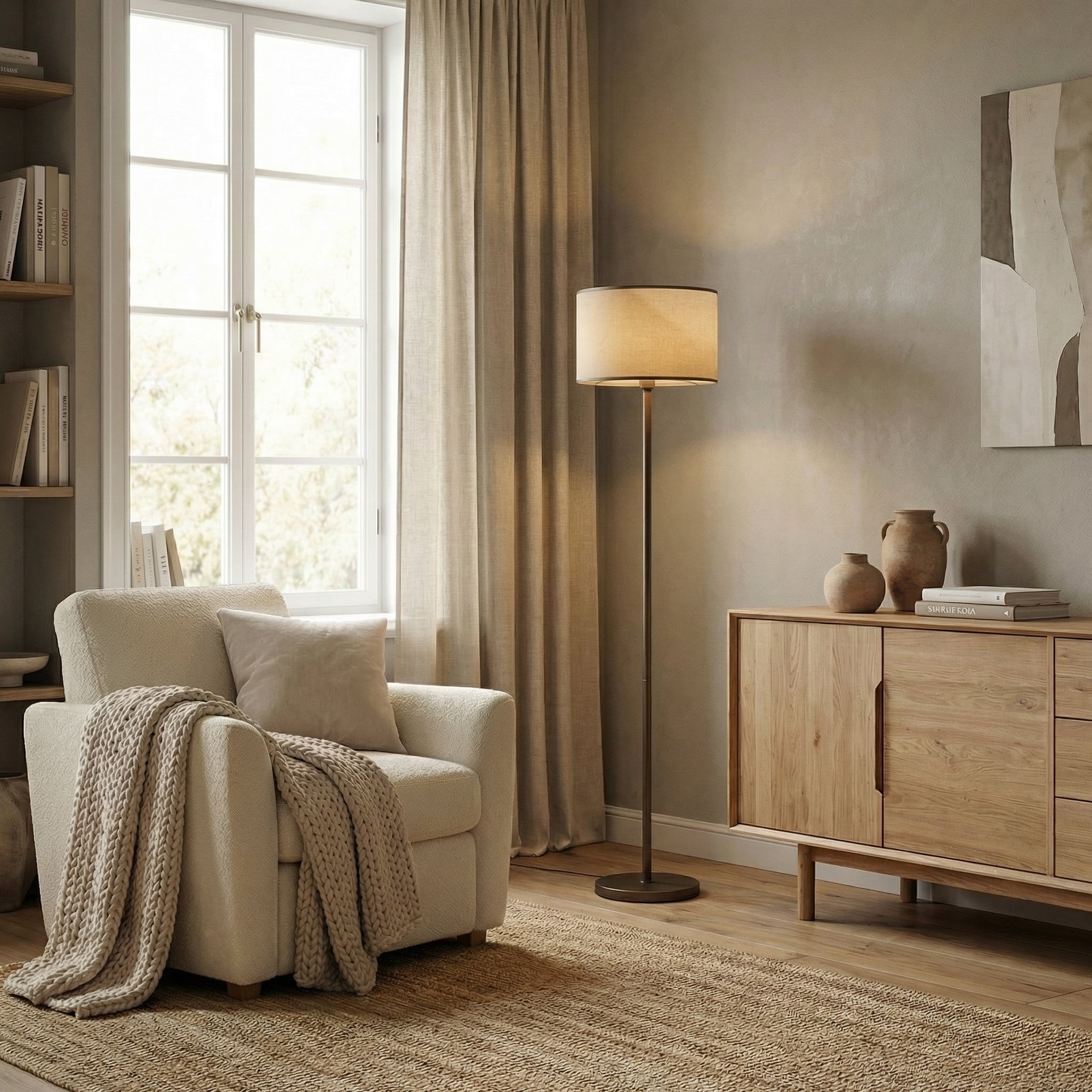 Mesh Floor Lamp with Fabric Inner Diffuser