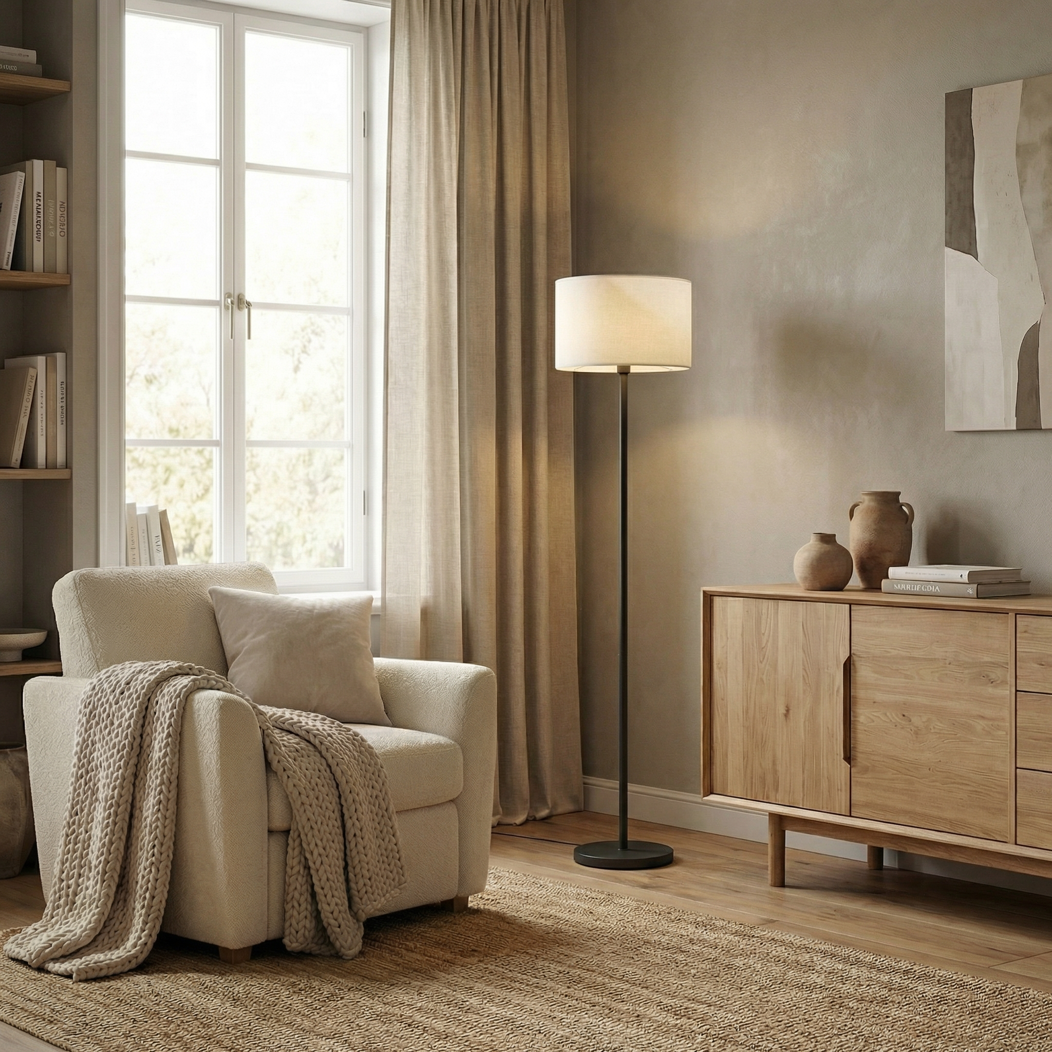 Mesh Floor Lamp with Fabric Inner Diffuser