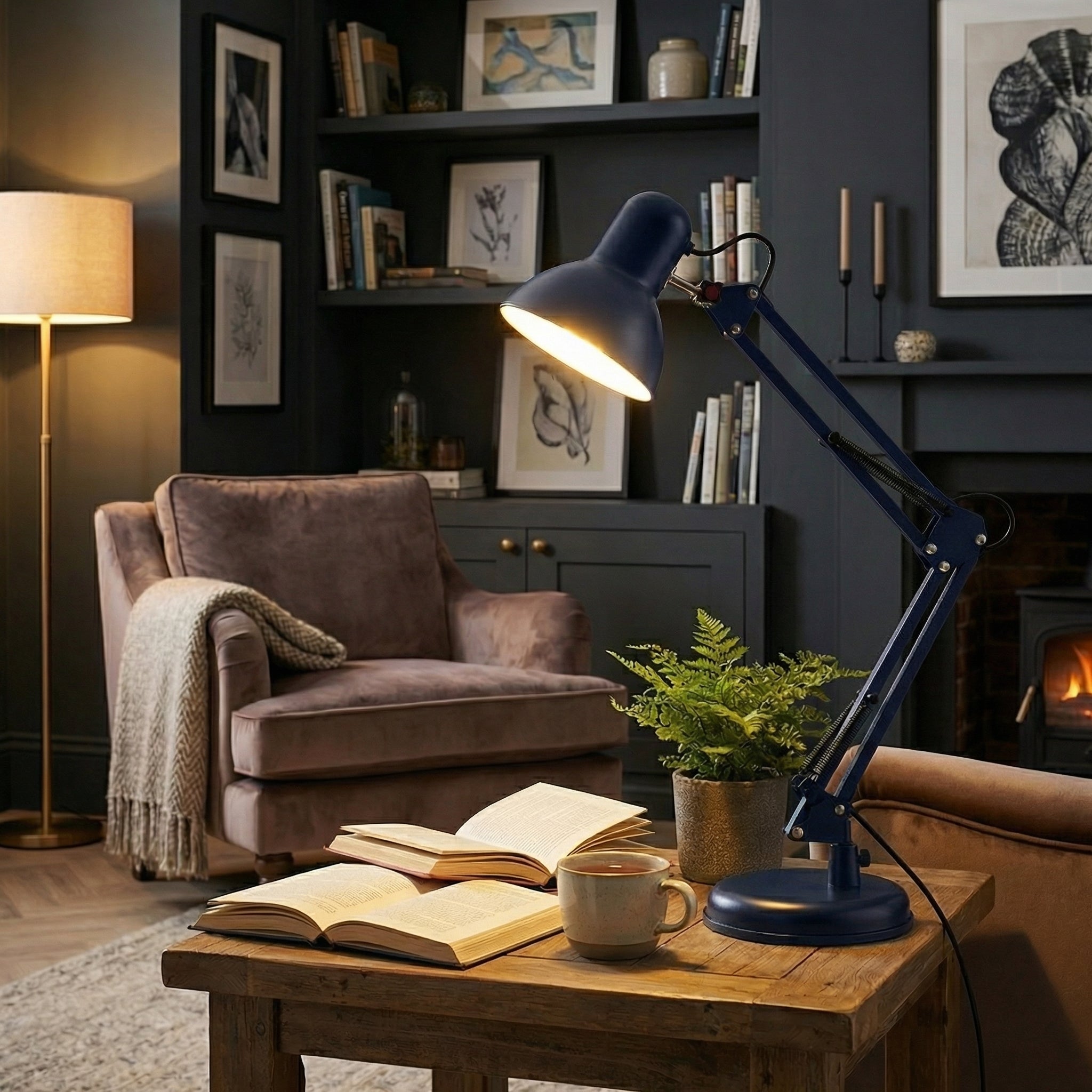 Adjustable Folding Arm Desk Lamp with Long Reach