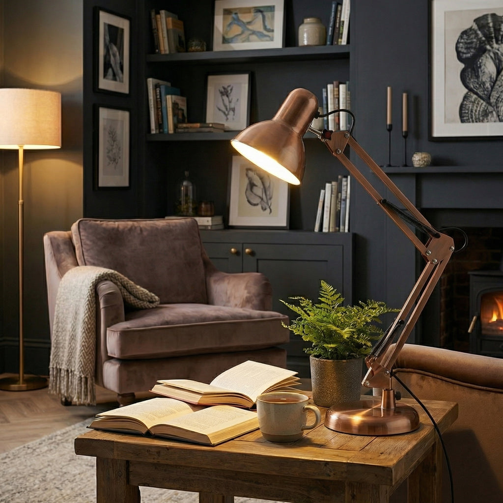 Adjustable Folding Arm Desk Lamp with Long Reach
