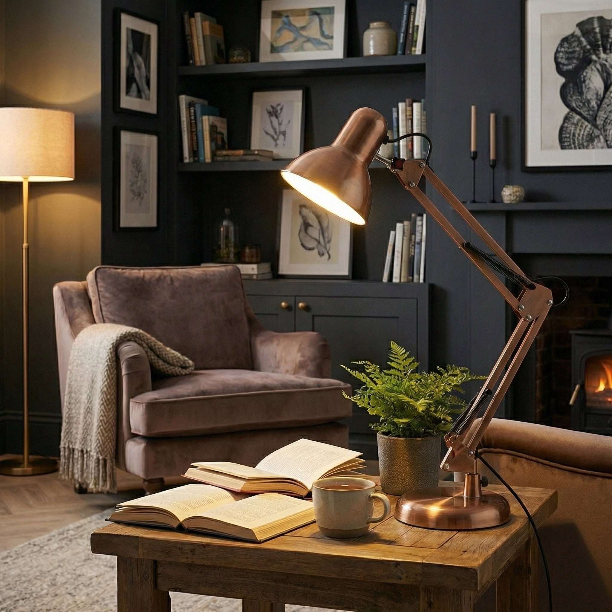 Adjustable Folding Arm Desk Lamp with Long Reach