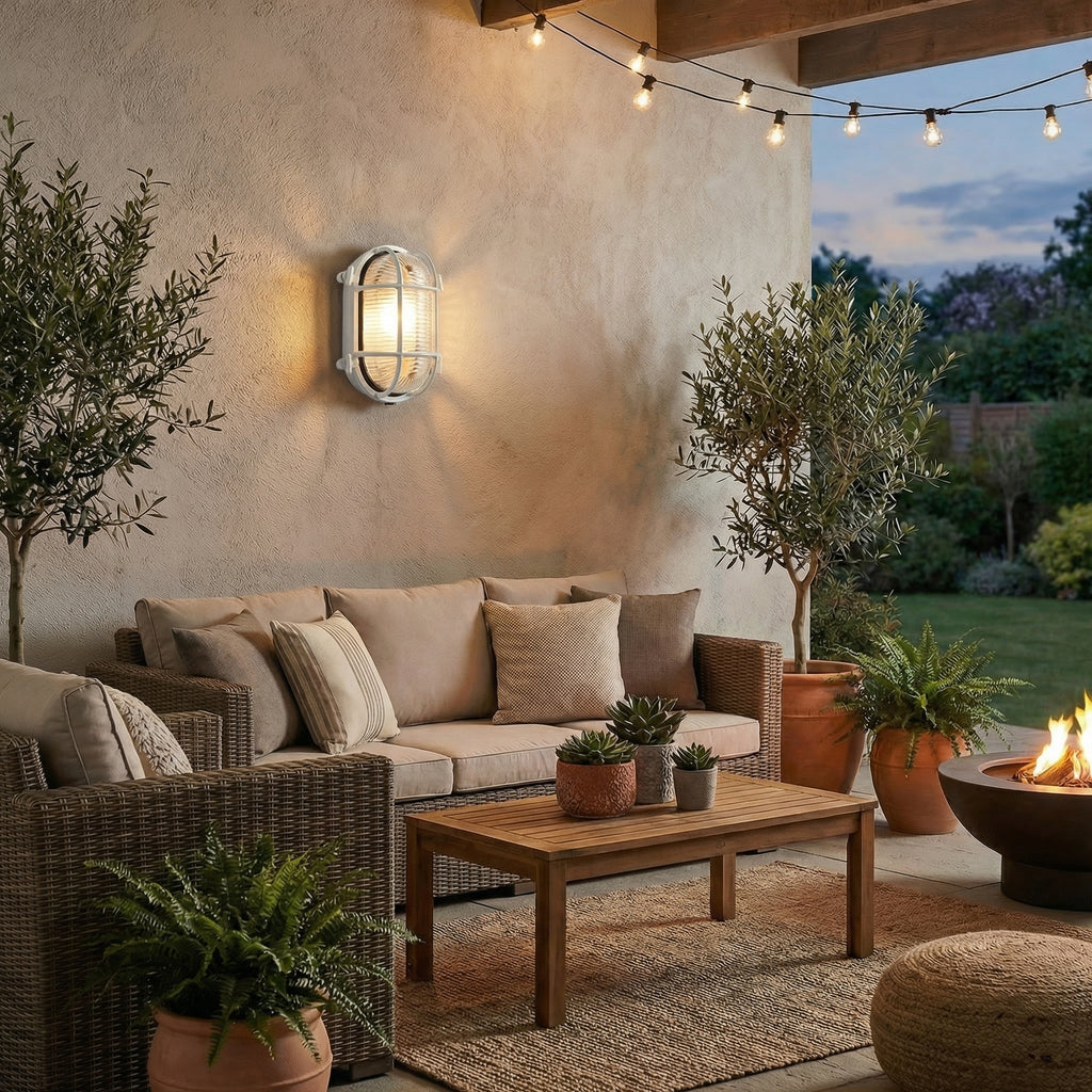 Industrial Retro Outdoor Wall Light with Protective Cage