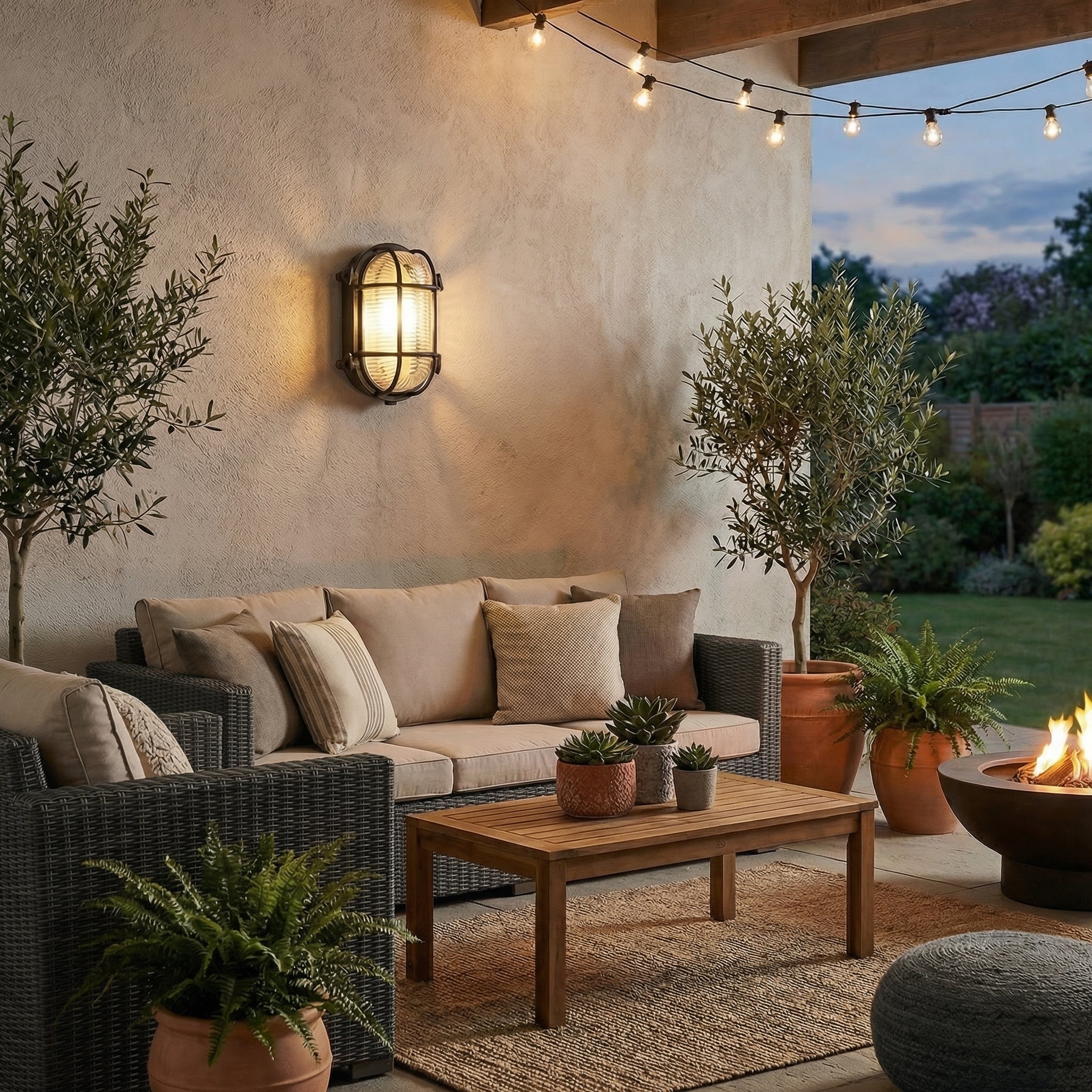 Industrial Retro Outdoor Wall Light with Protective Cage