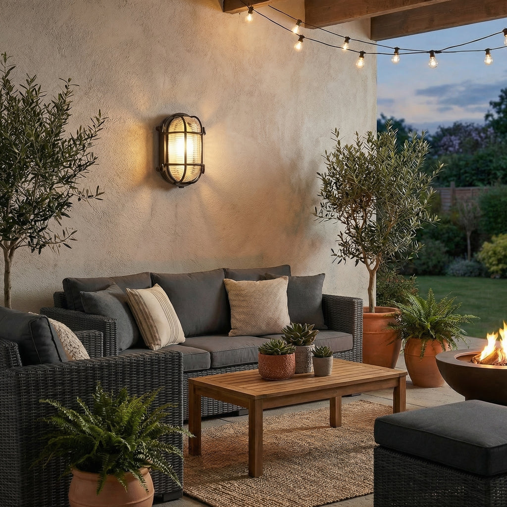 Industrial Retro Outdoor Wall Light with Protective Cage
