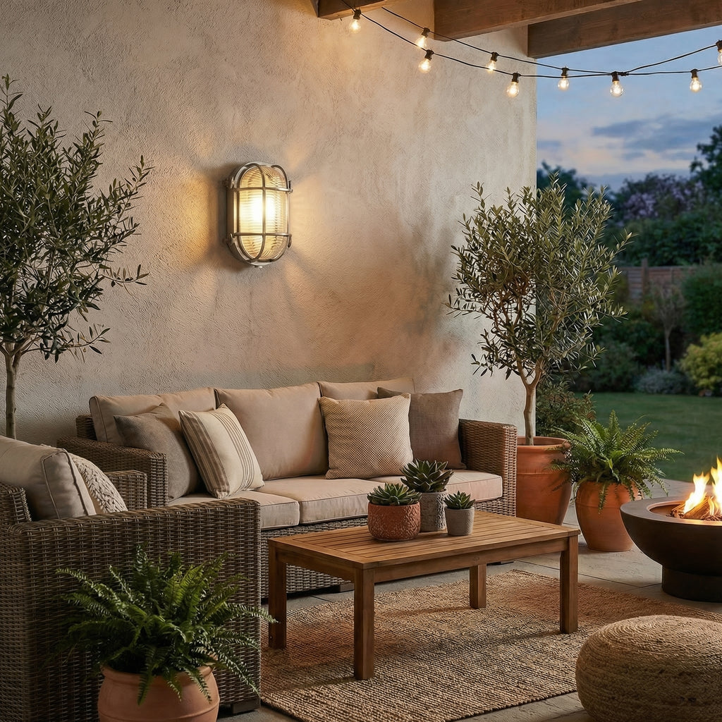 Industrial Retro Outdoor Wall Light with Protective Cage