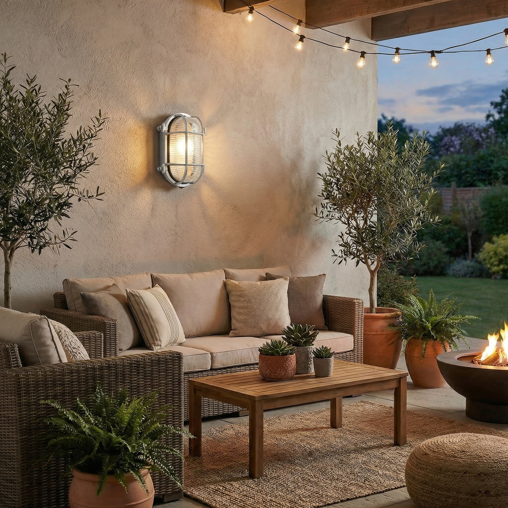Industrial Retro Outdoor Wall Light with Protective Cage