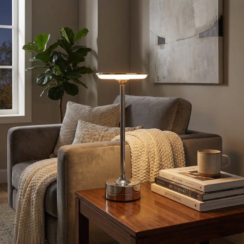 ChromeAura Cordless Touch-Control Rechargeable LED Table Light