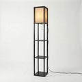 Floor Lamp with Fabric Shade and Integrated Storage Shelves